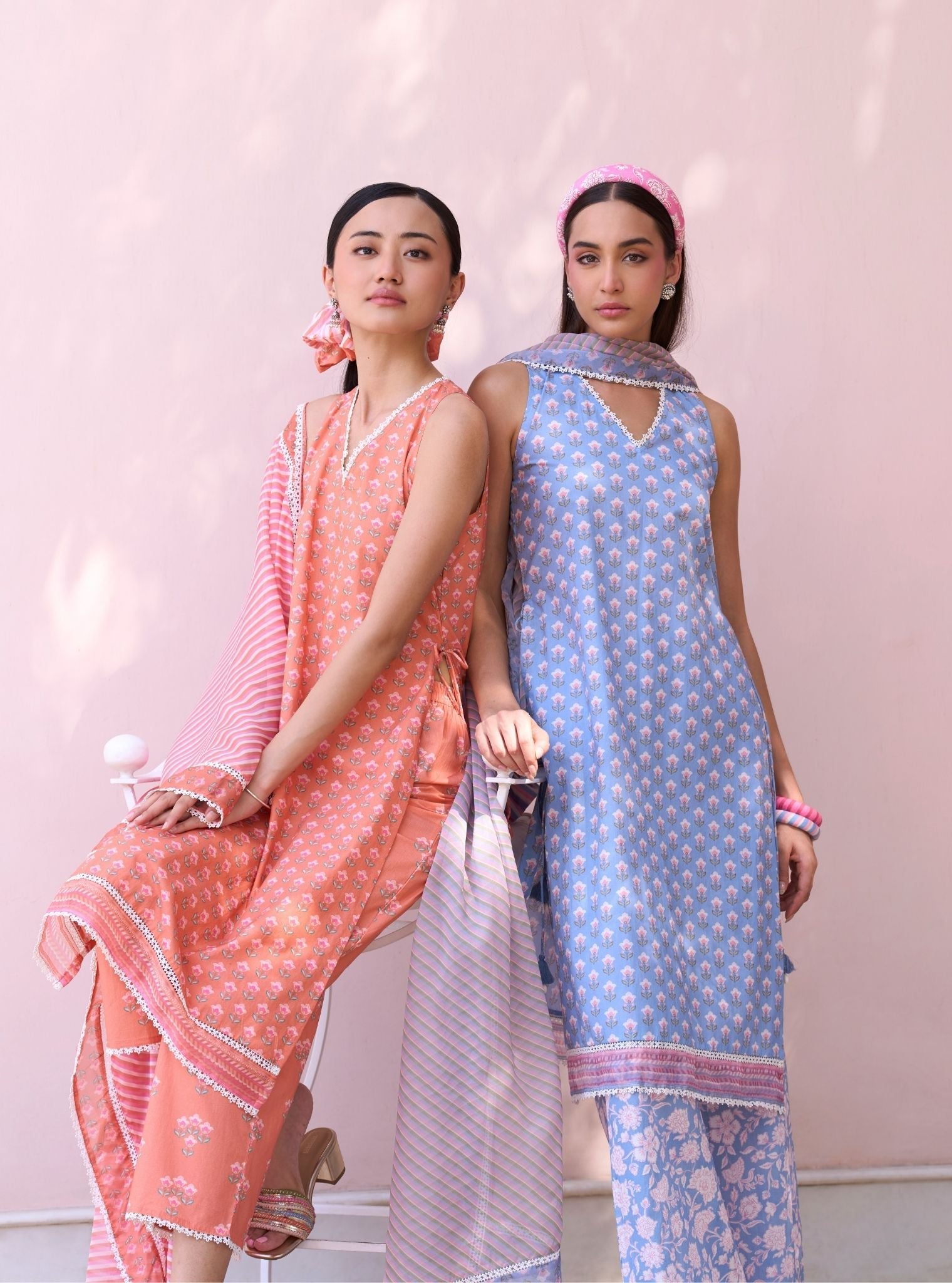 Rajvella Orange Mulmul Supima Cotton Kurta & Pant Set