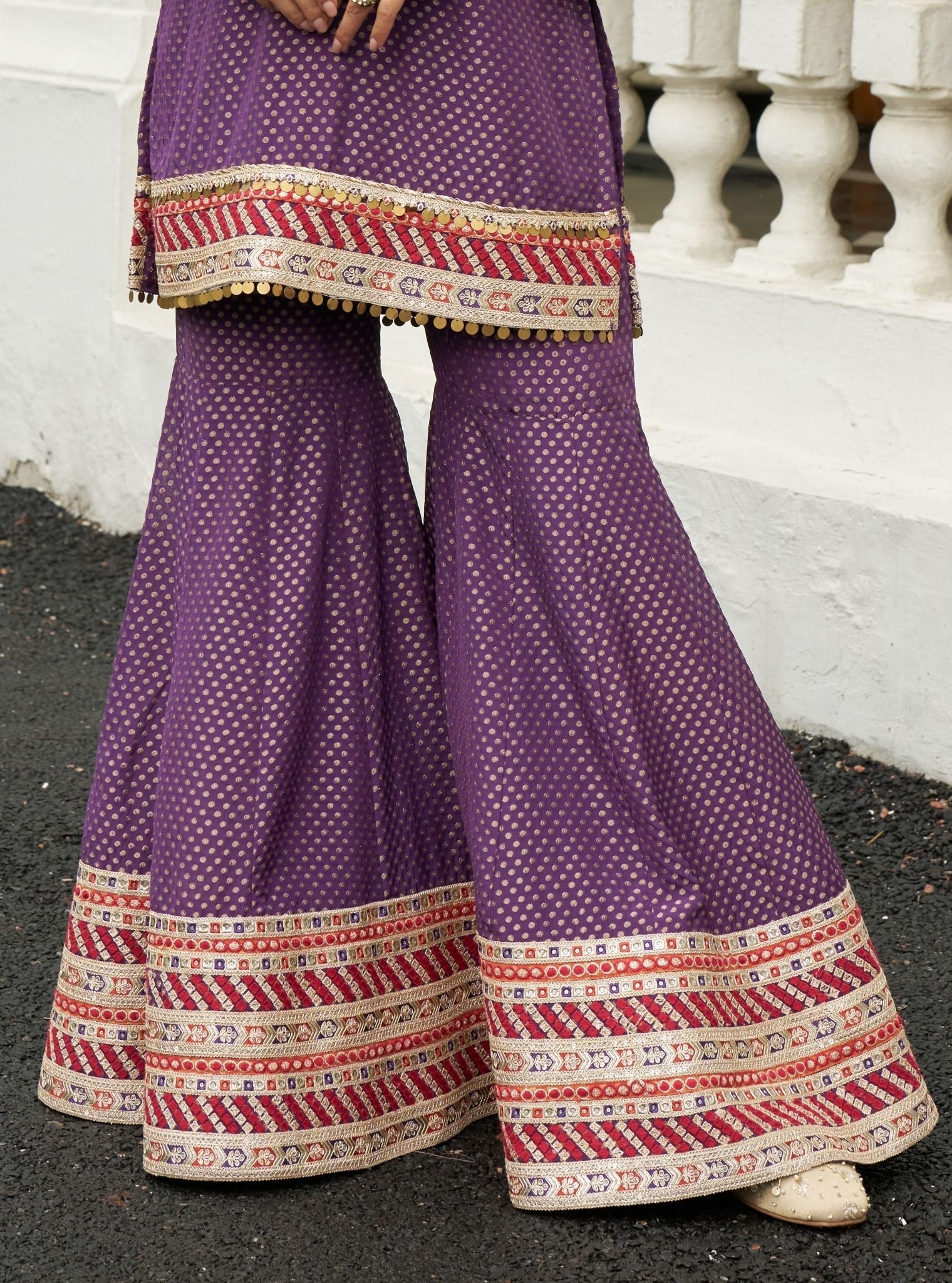 Eraya Purple Banarasi Garara Set