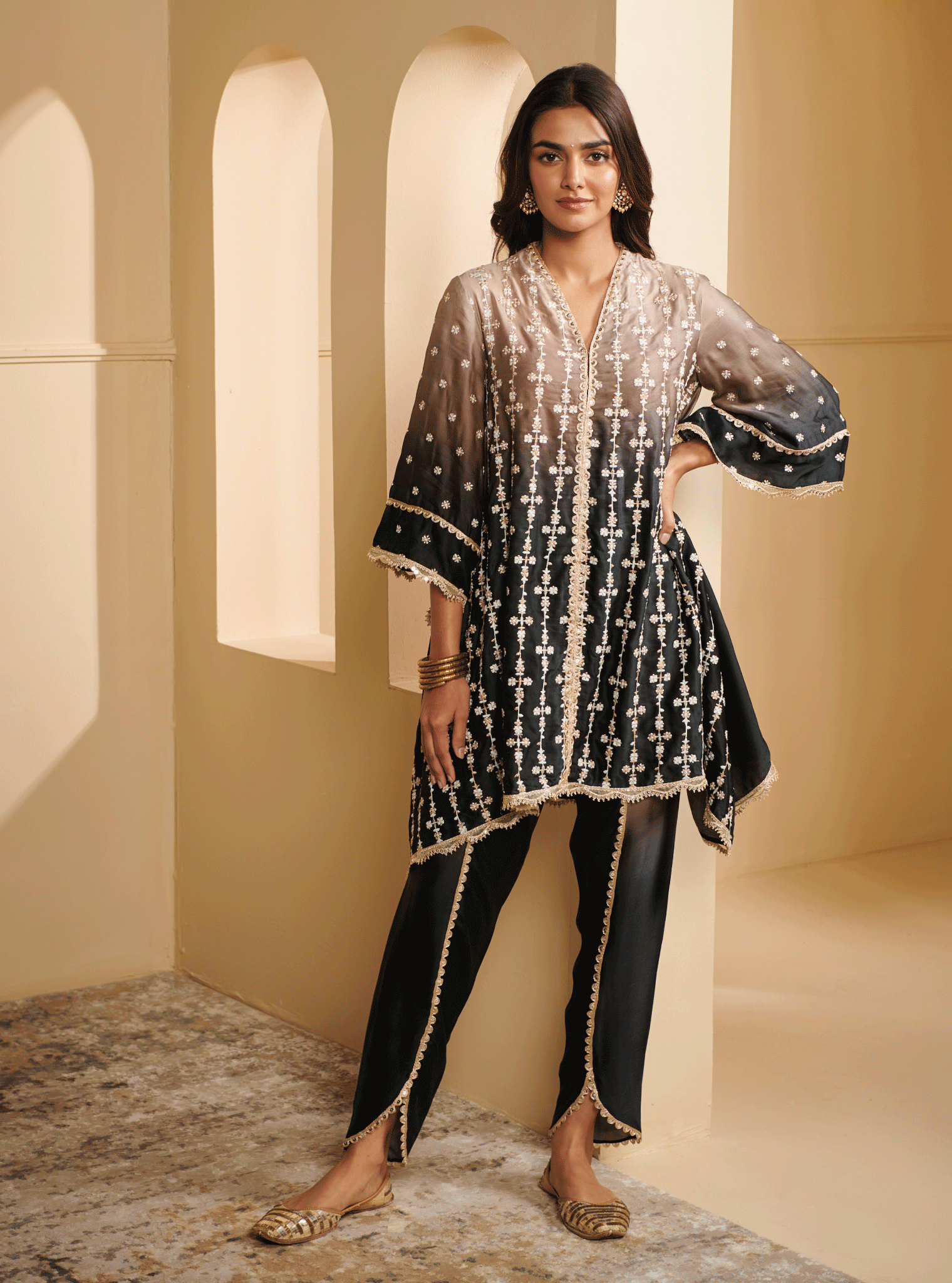 Inara Cupro Silk Black Kurta Set