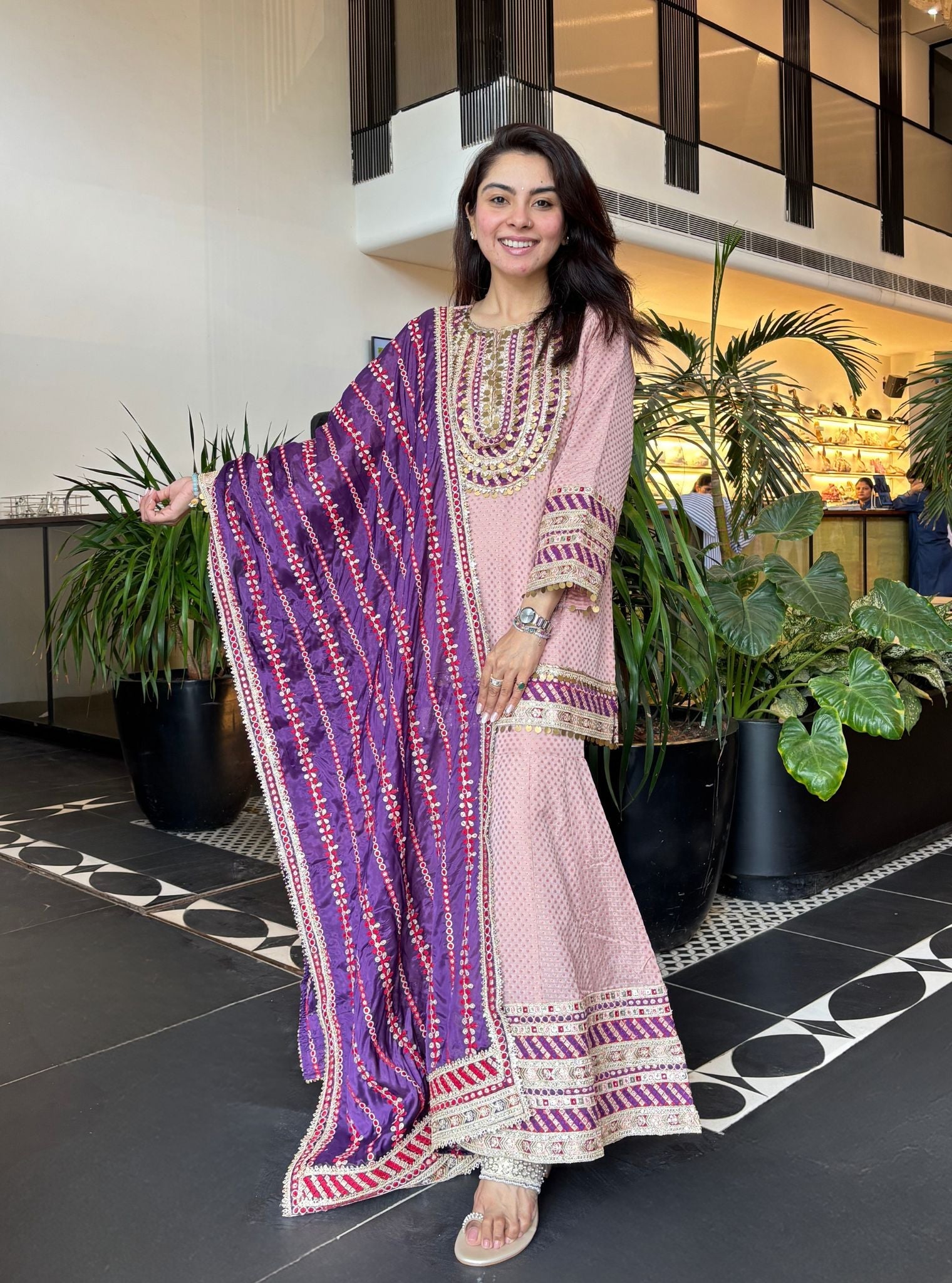 Eraya Pink Banarasi Garara Set