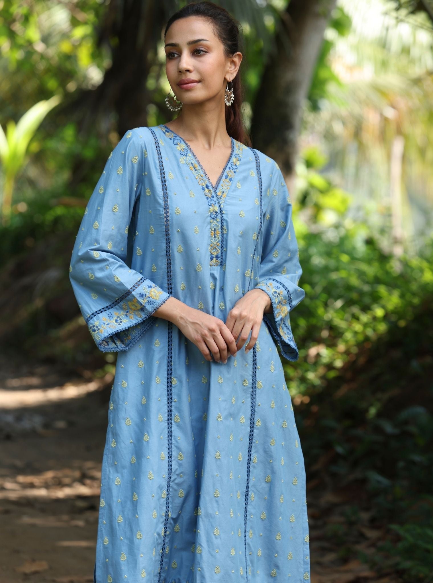Shira Supima Cotton Blue Anarkali Kurta Set