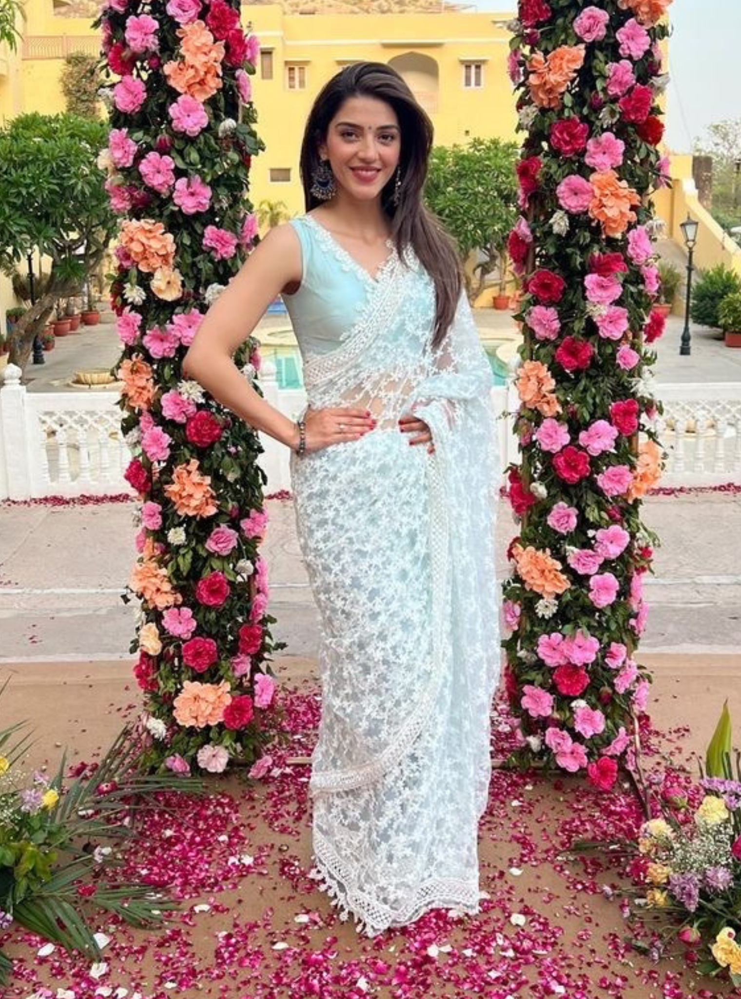 Peora Net Blue Saree