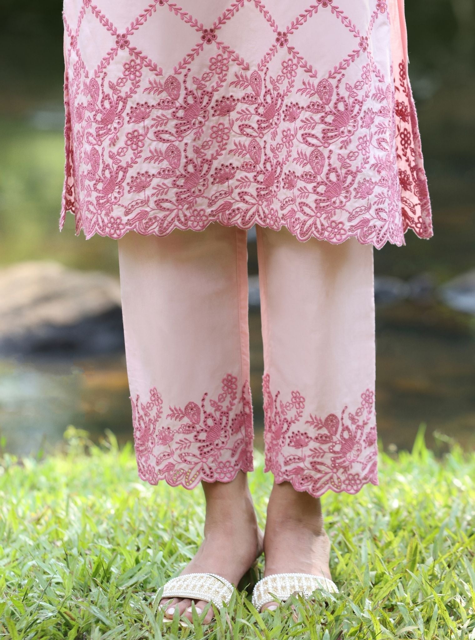 Eesvari Supima Cotton Light Pink Kurta Set