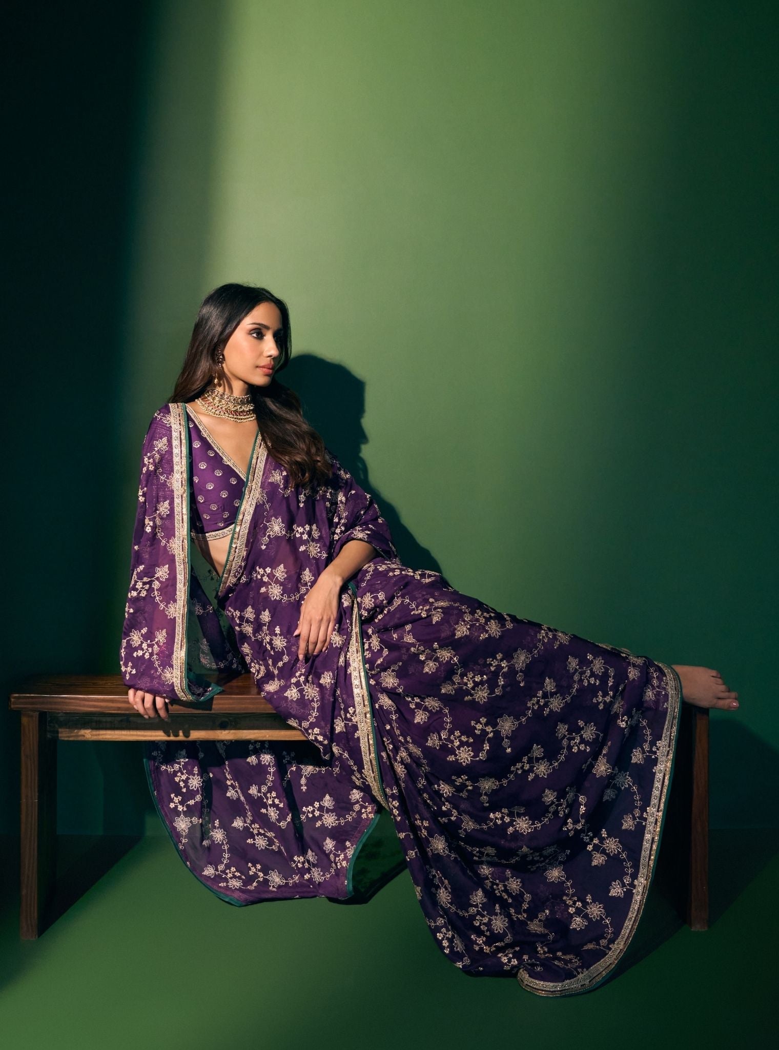 Kavya Organza Purple Saree