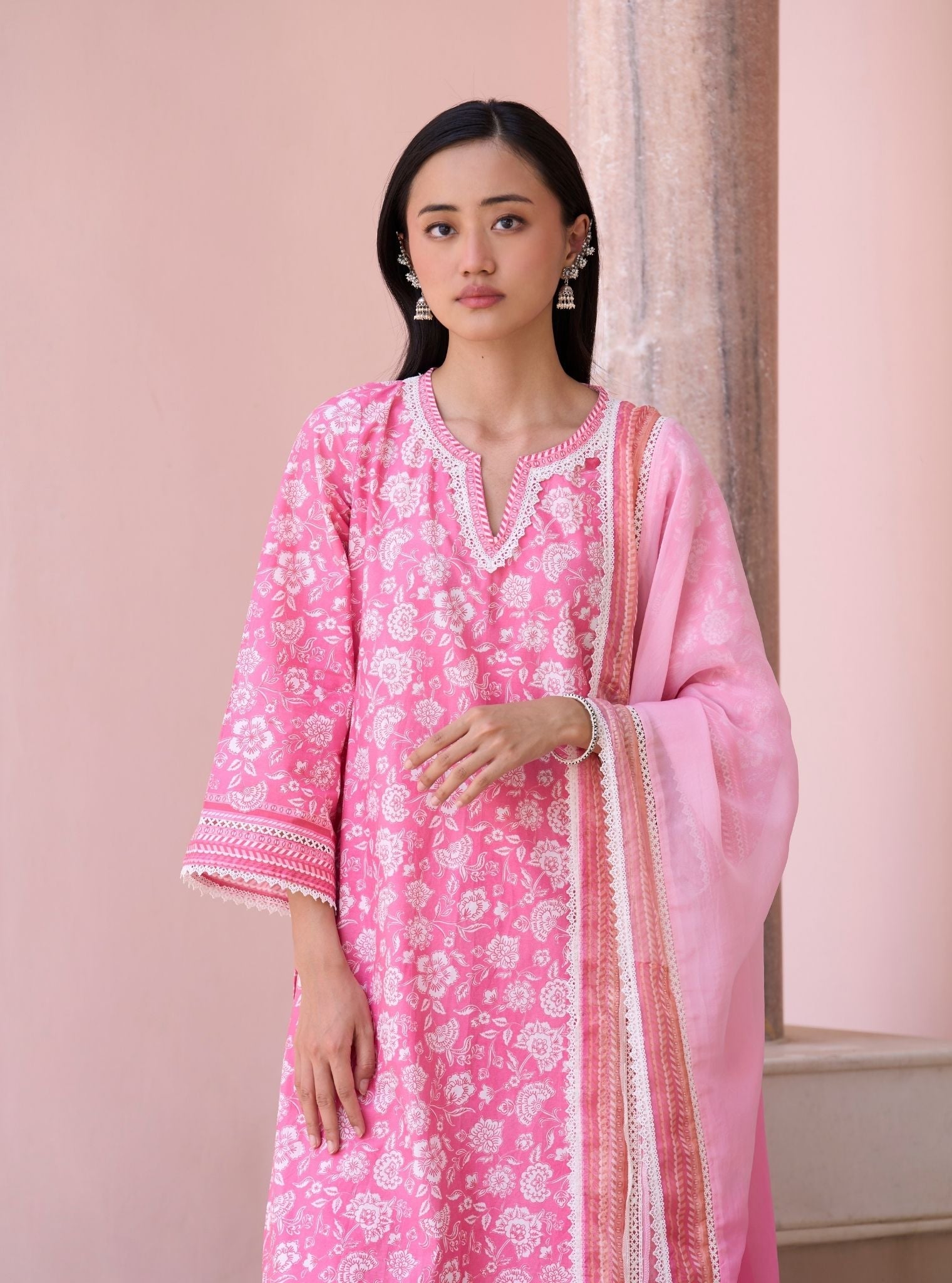 Rosabelle Rani Pink Mulmul Supima Cotton Kurta Set