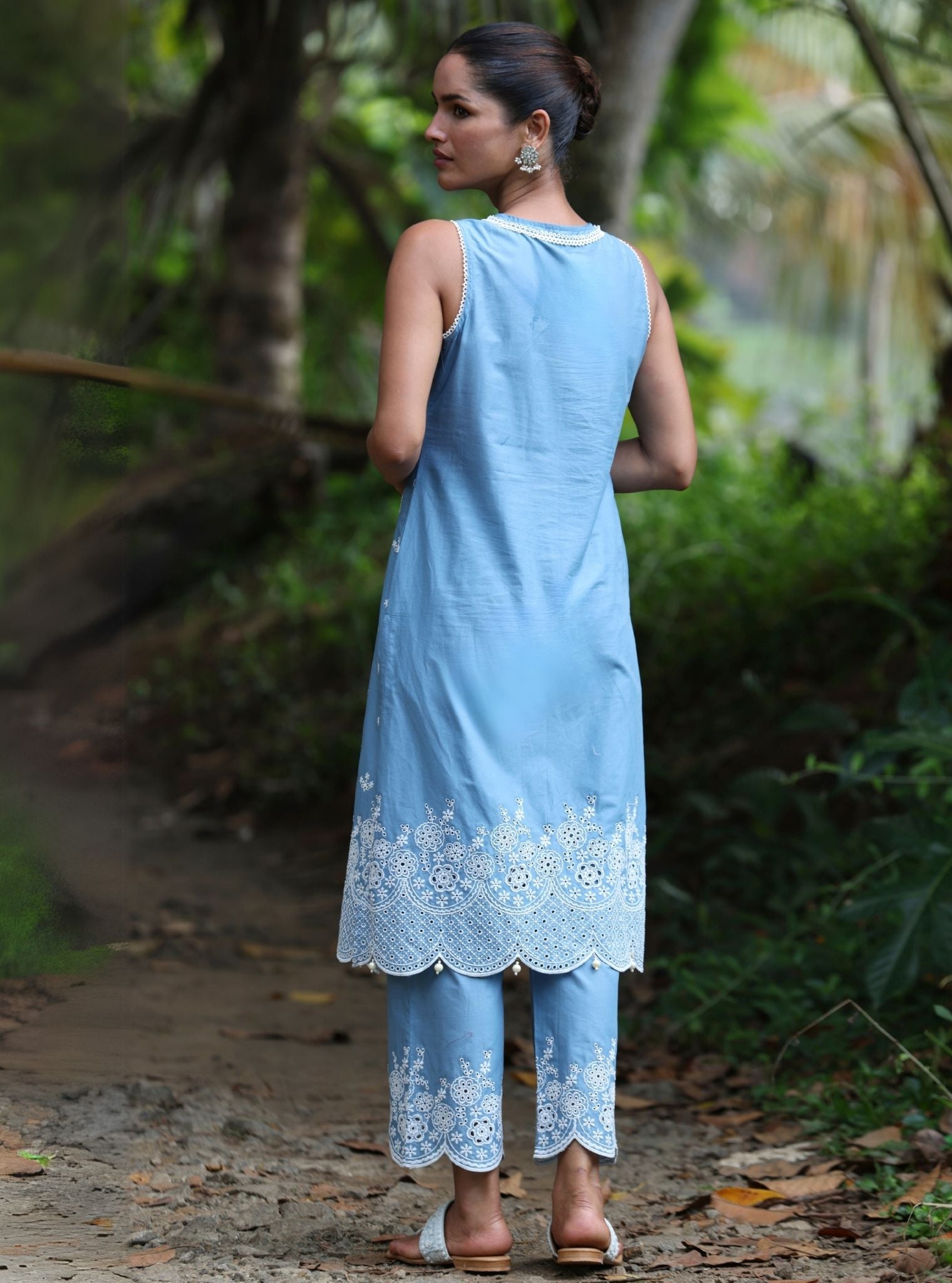 Kora Supima Cotton Blue Kurta Set