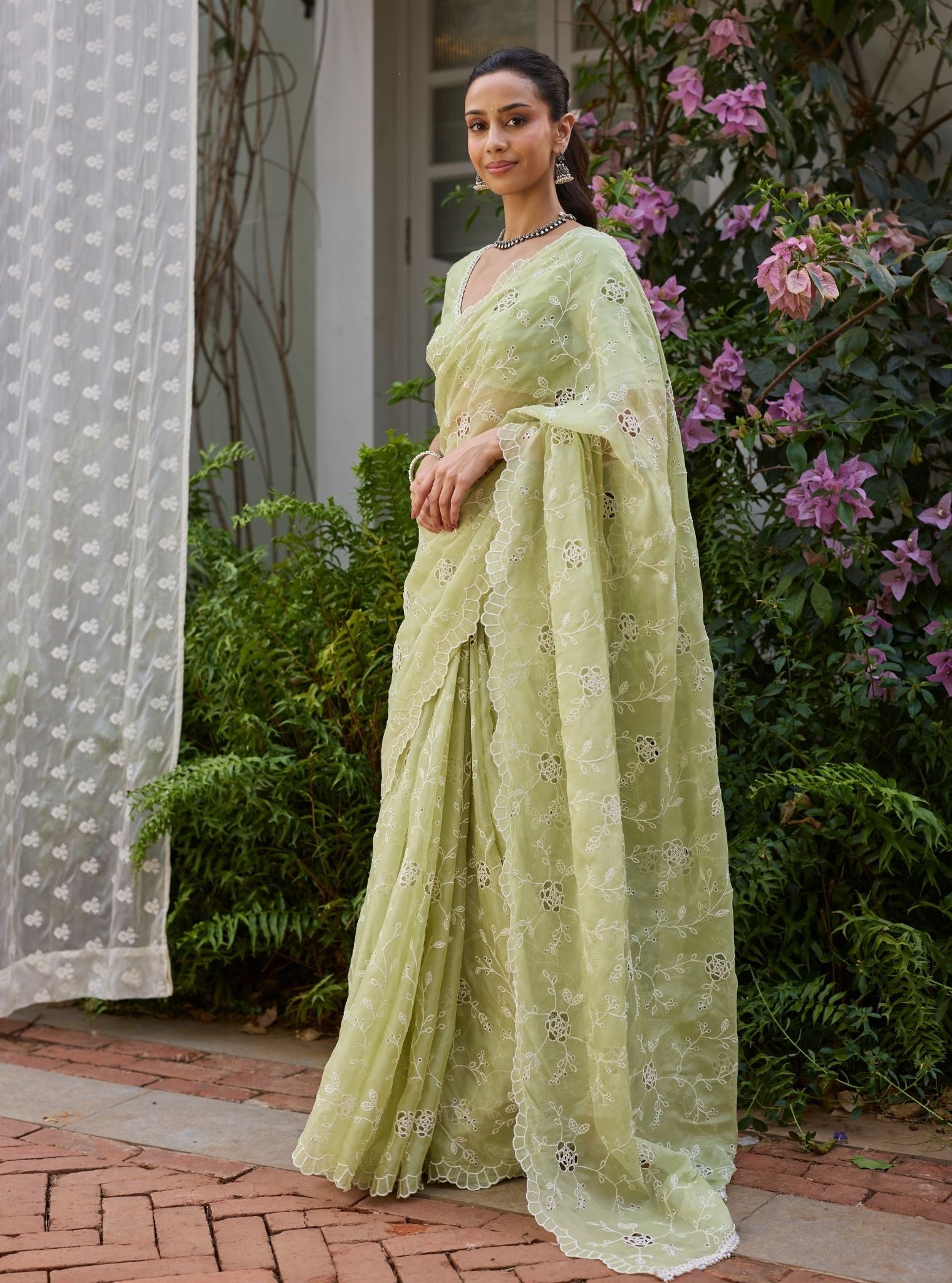 Roro Organza Green Saree
