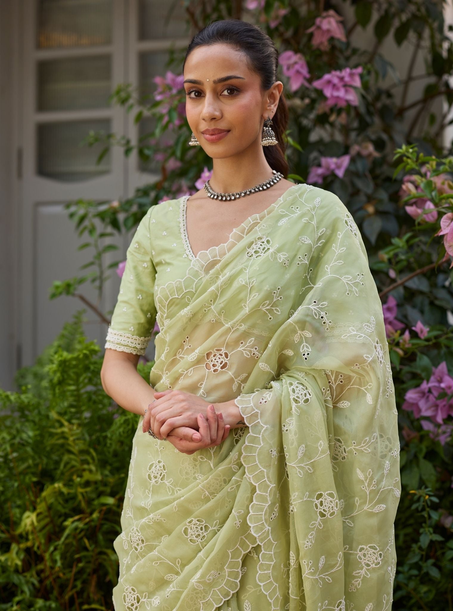 Roro Organza Green Saree