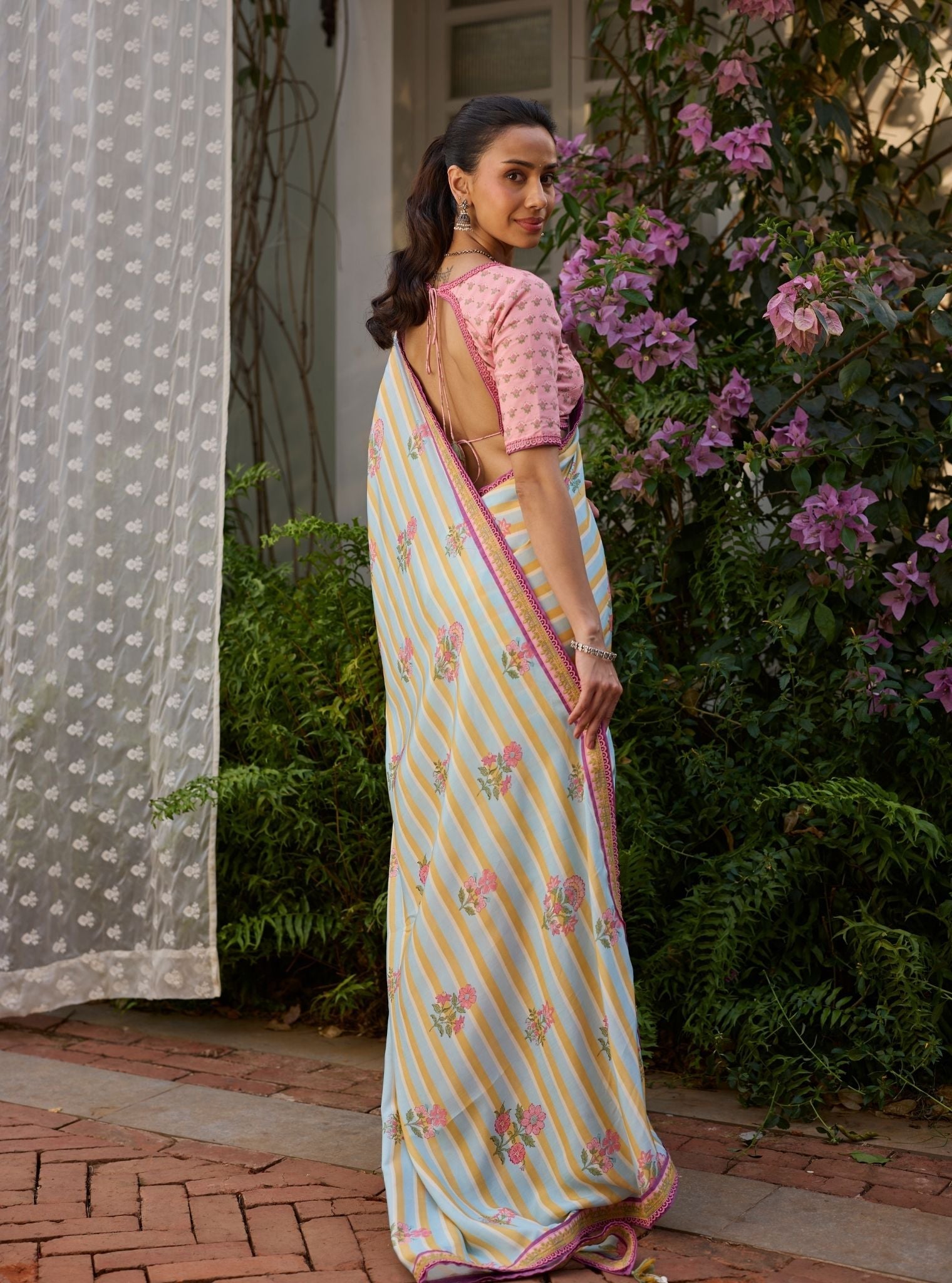 Rava Lawn Printed Yellow Saree