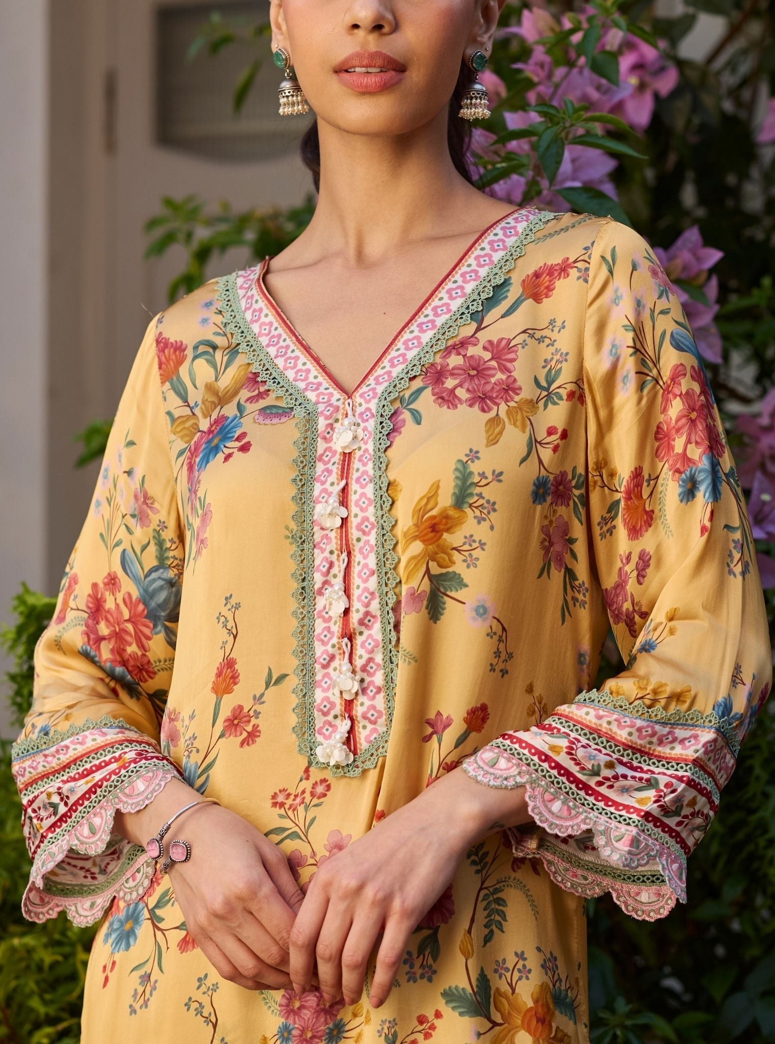 Kena Cupro Satin Mustard Kurta Set