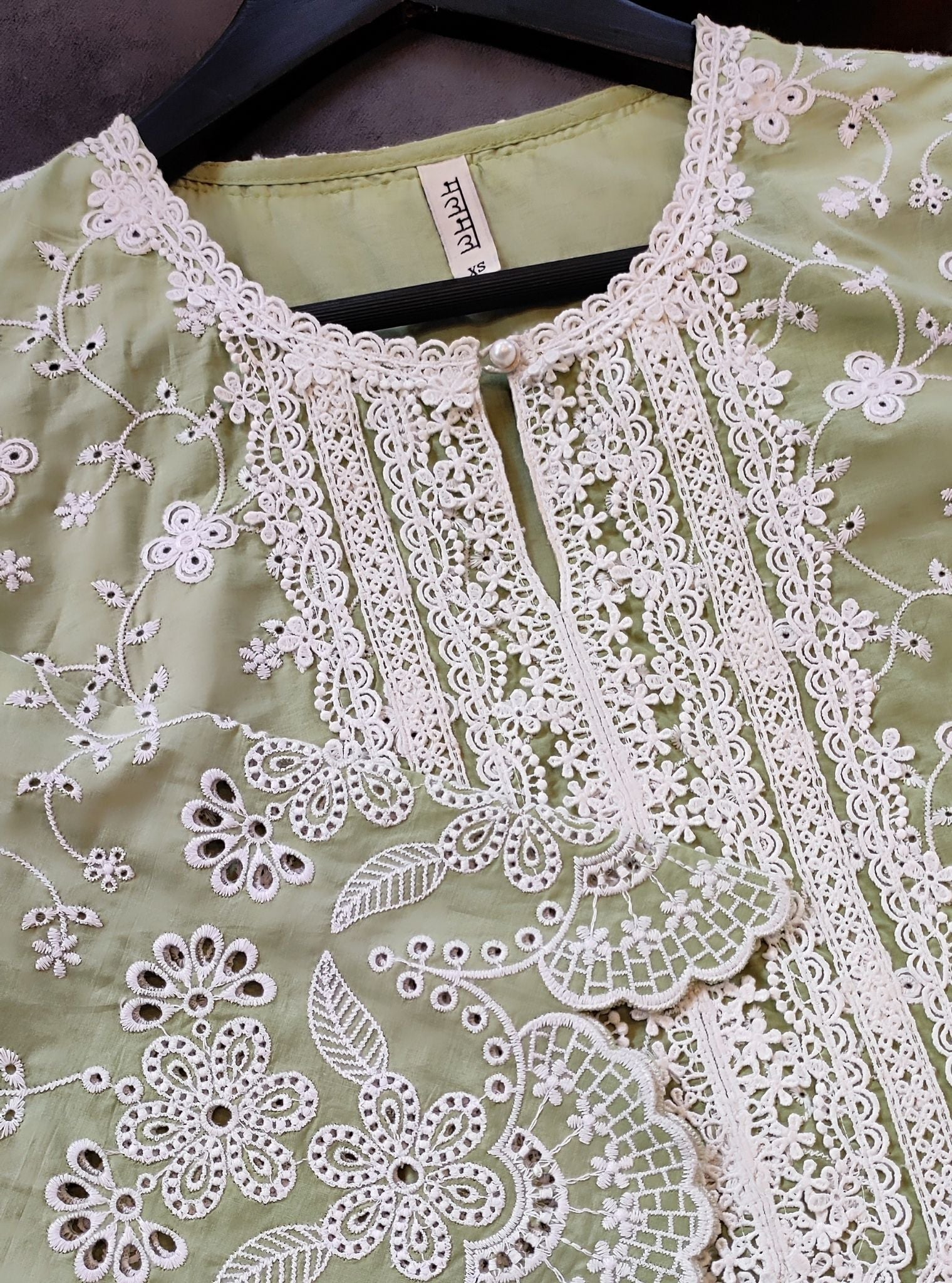 Mulmul Supima Cotton Gauri Light Green Kurta
