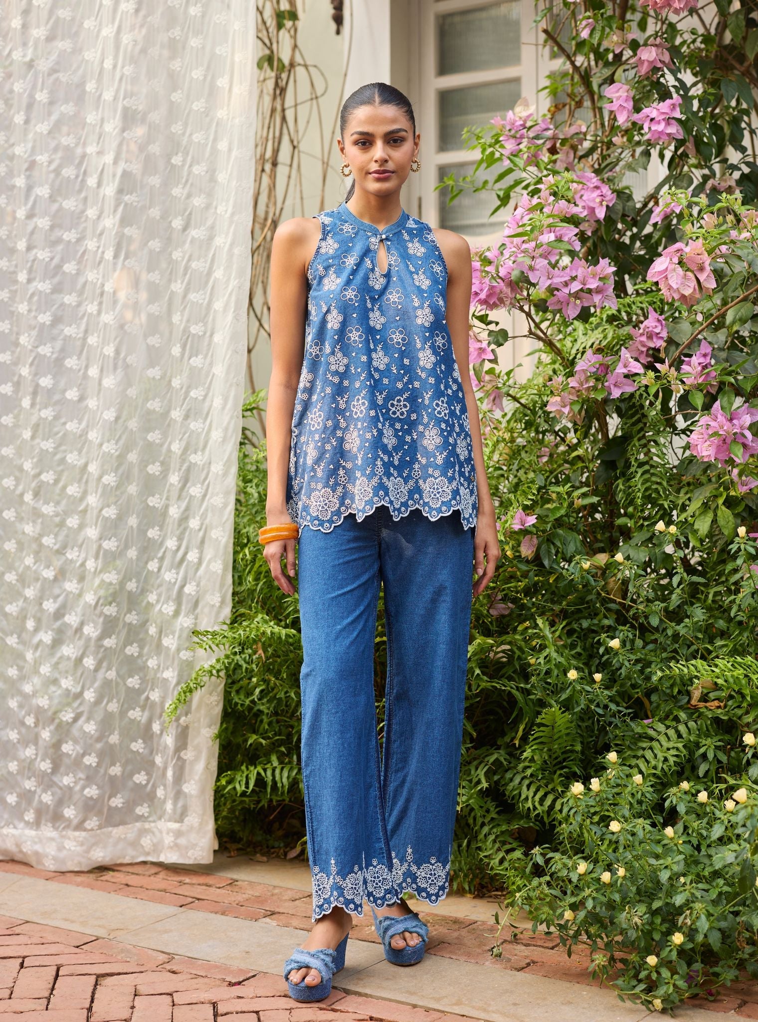 Dhvani Denim Top Set