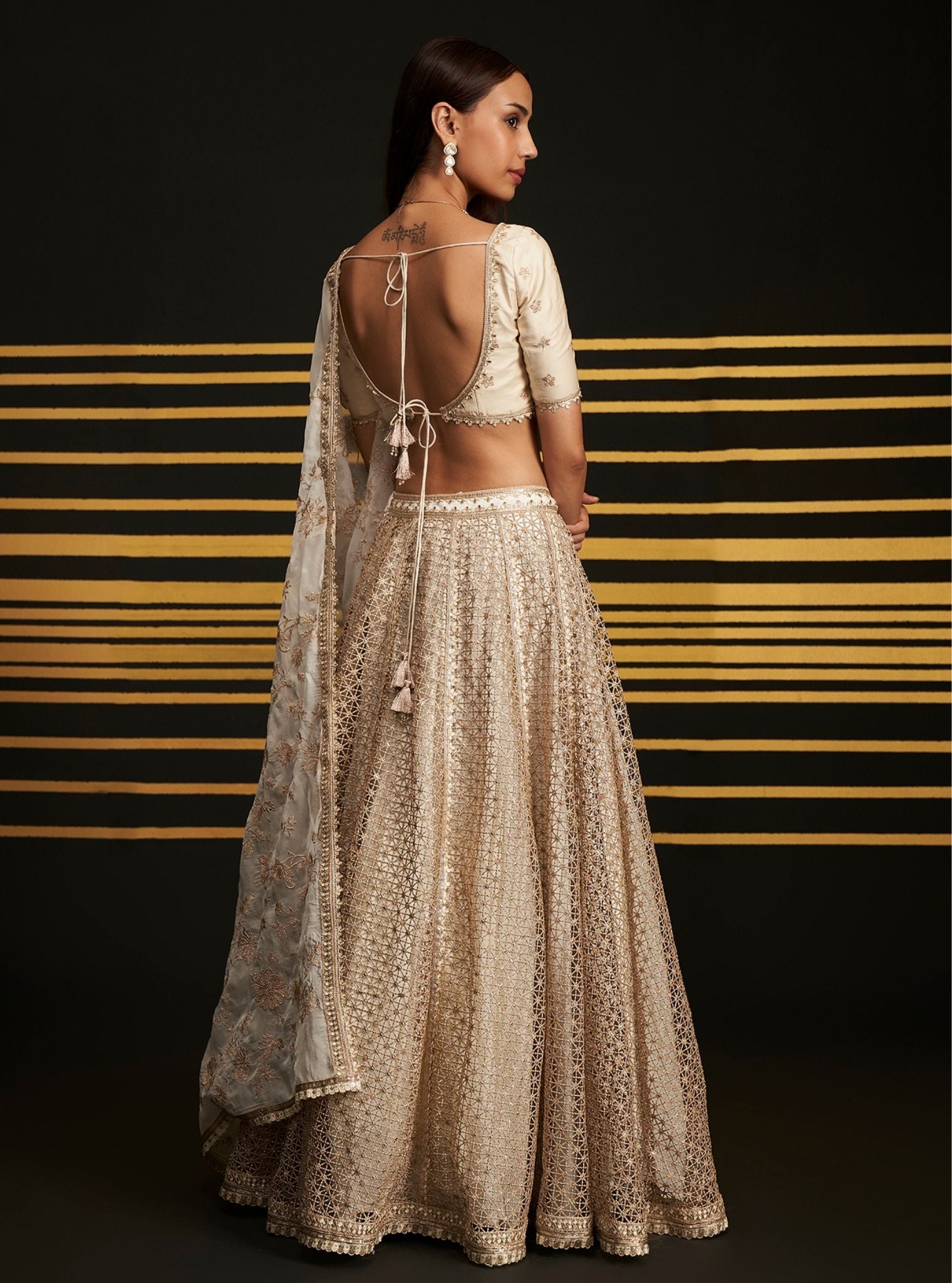 Rehnuma Guipure Off White Lehenga