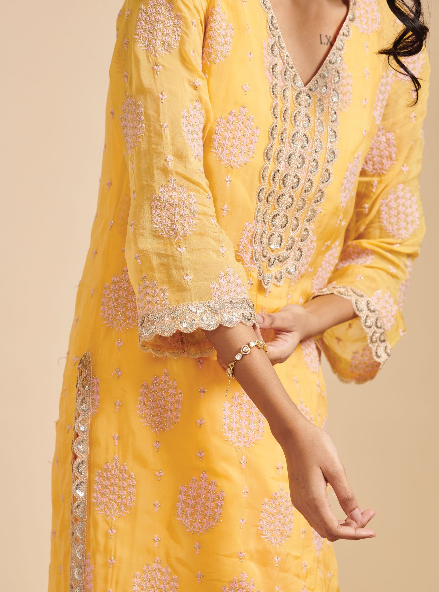 Shagna Organza Yellow Kurta Set