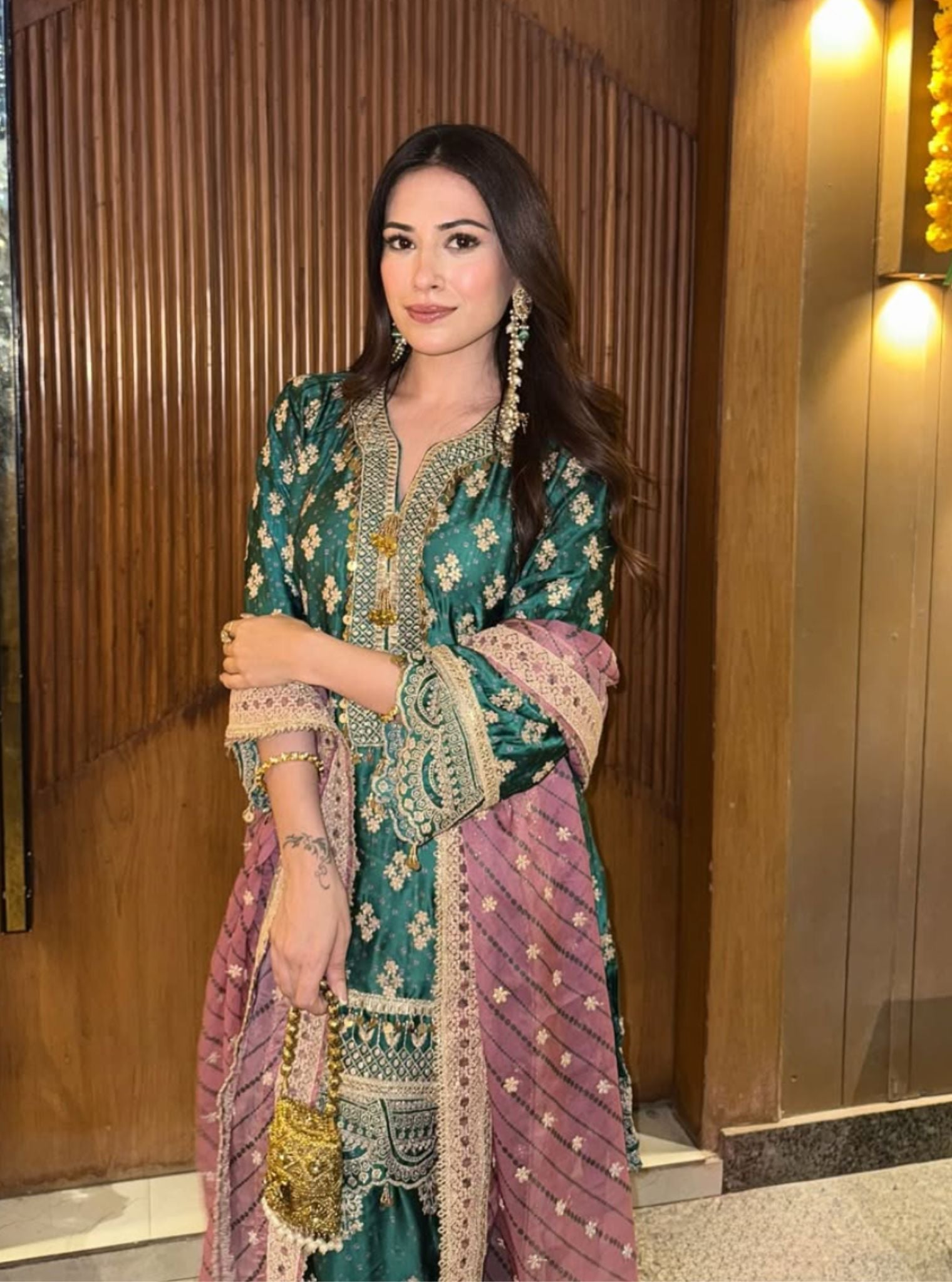 Elira Cupro Satin Emerald Green Kurta Sets