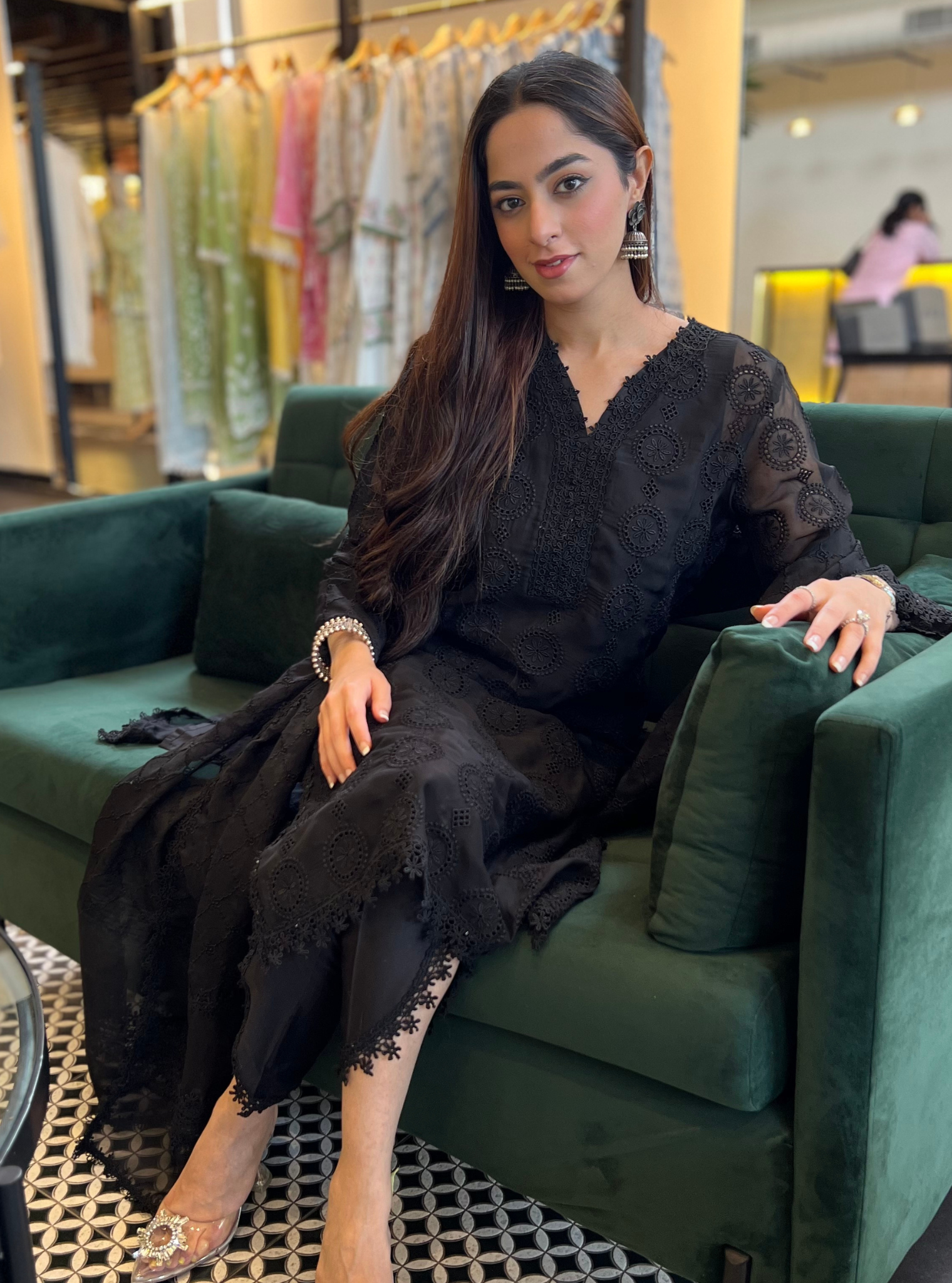 Nelli Organza Black Kurta Set