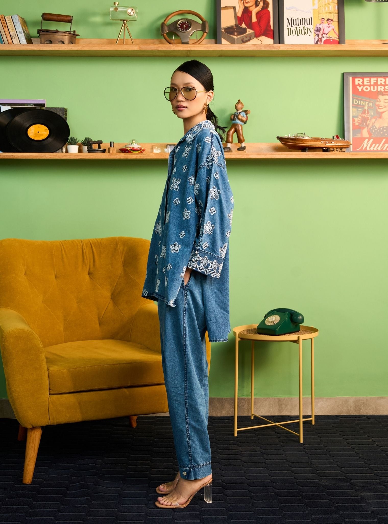 Veha Denim White Shirt Set