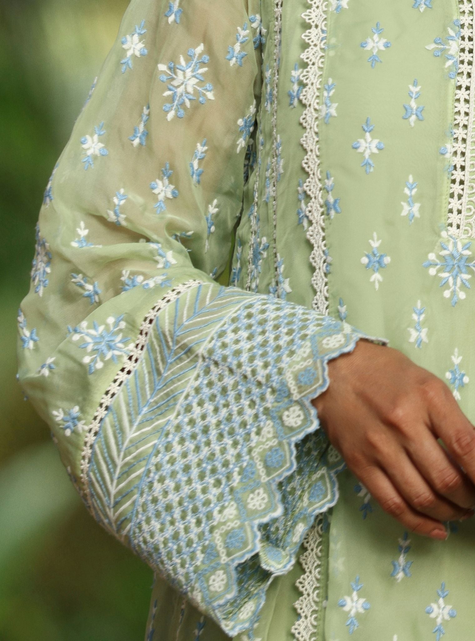 Smitha Organza Green Anarkali Kurta Set