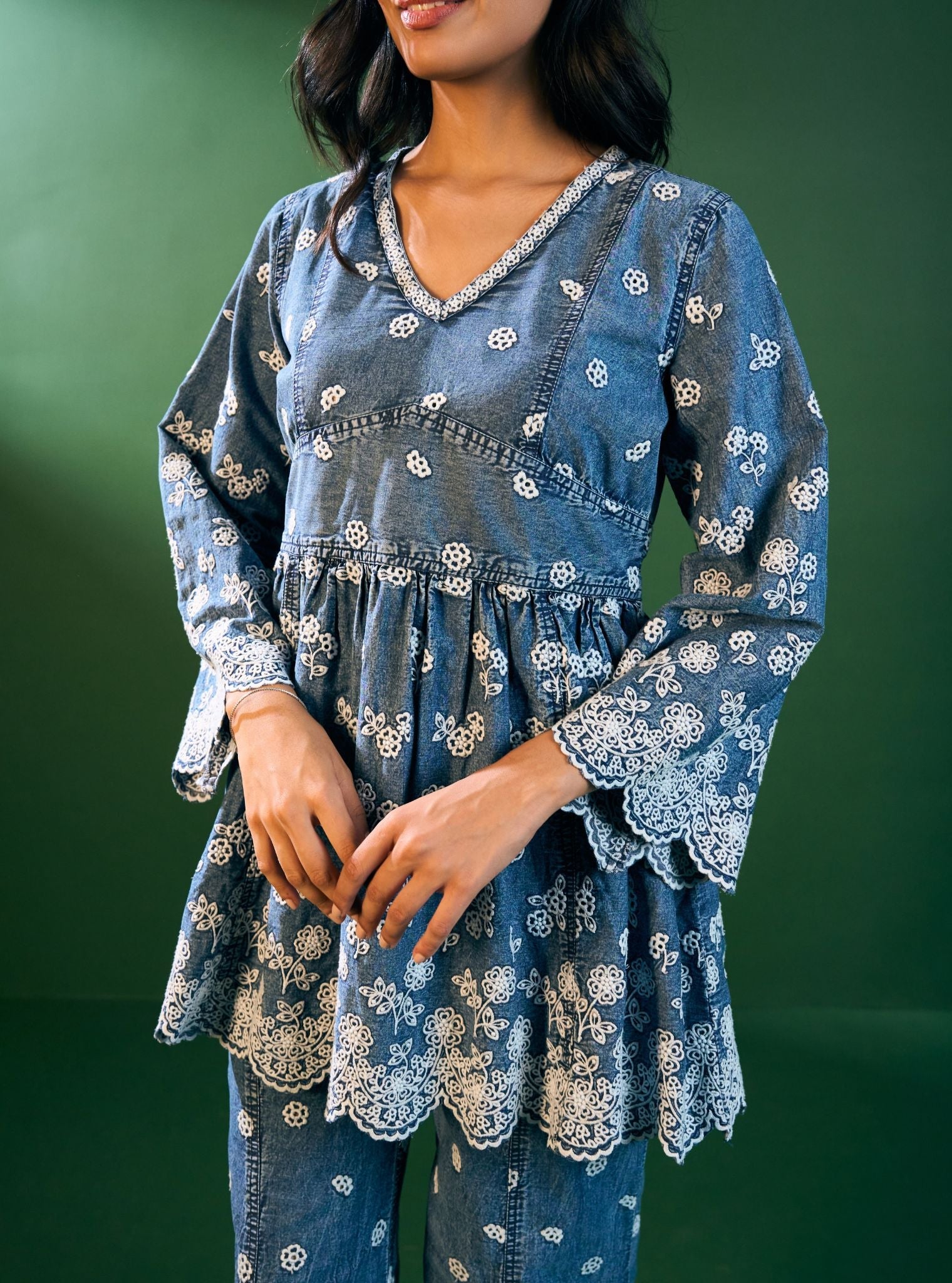 Sariona Denim Blue Co-ord Set