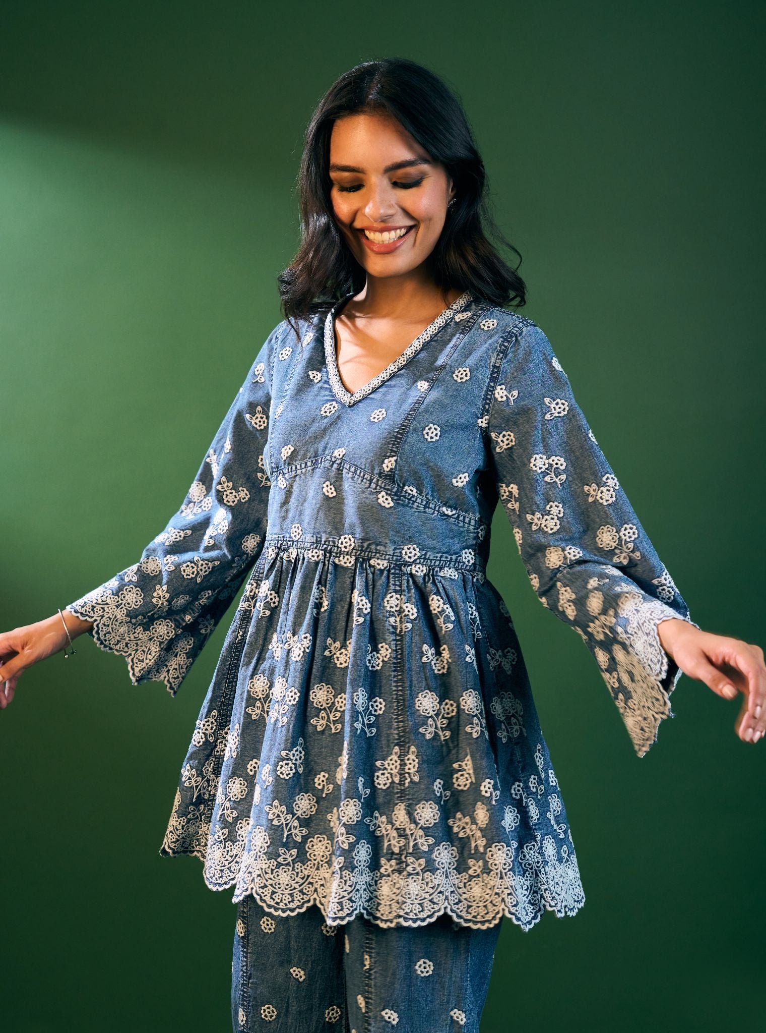 Sariona Denim Blue Co-ord Set