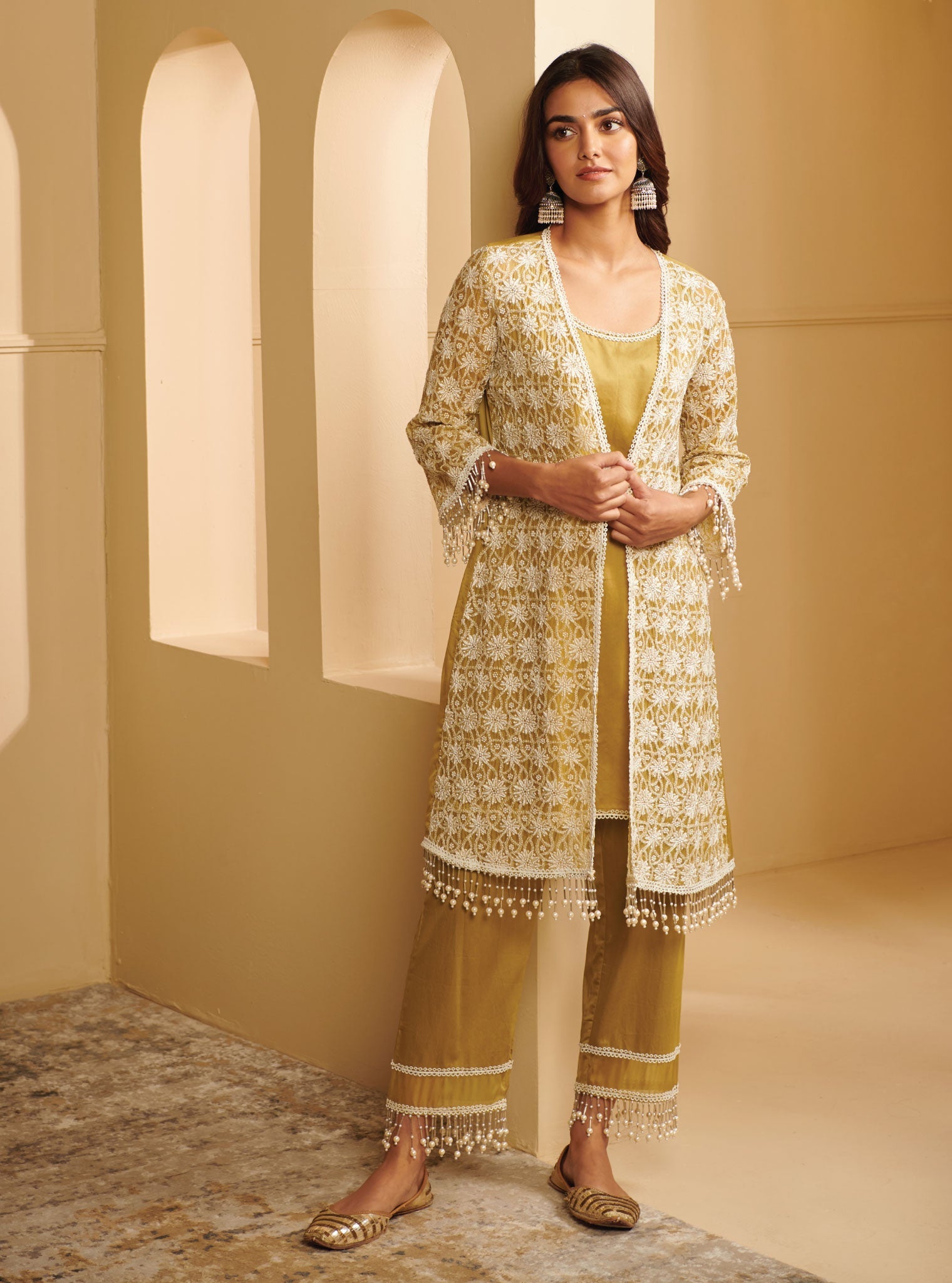 Iksa Organza Green Kurta Set