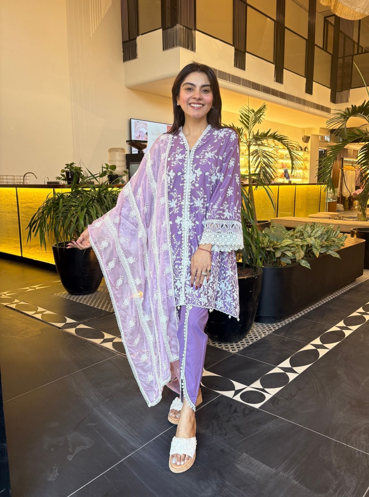 Aalaya Supima Cotton Violet Kurta Set