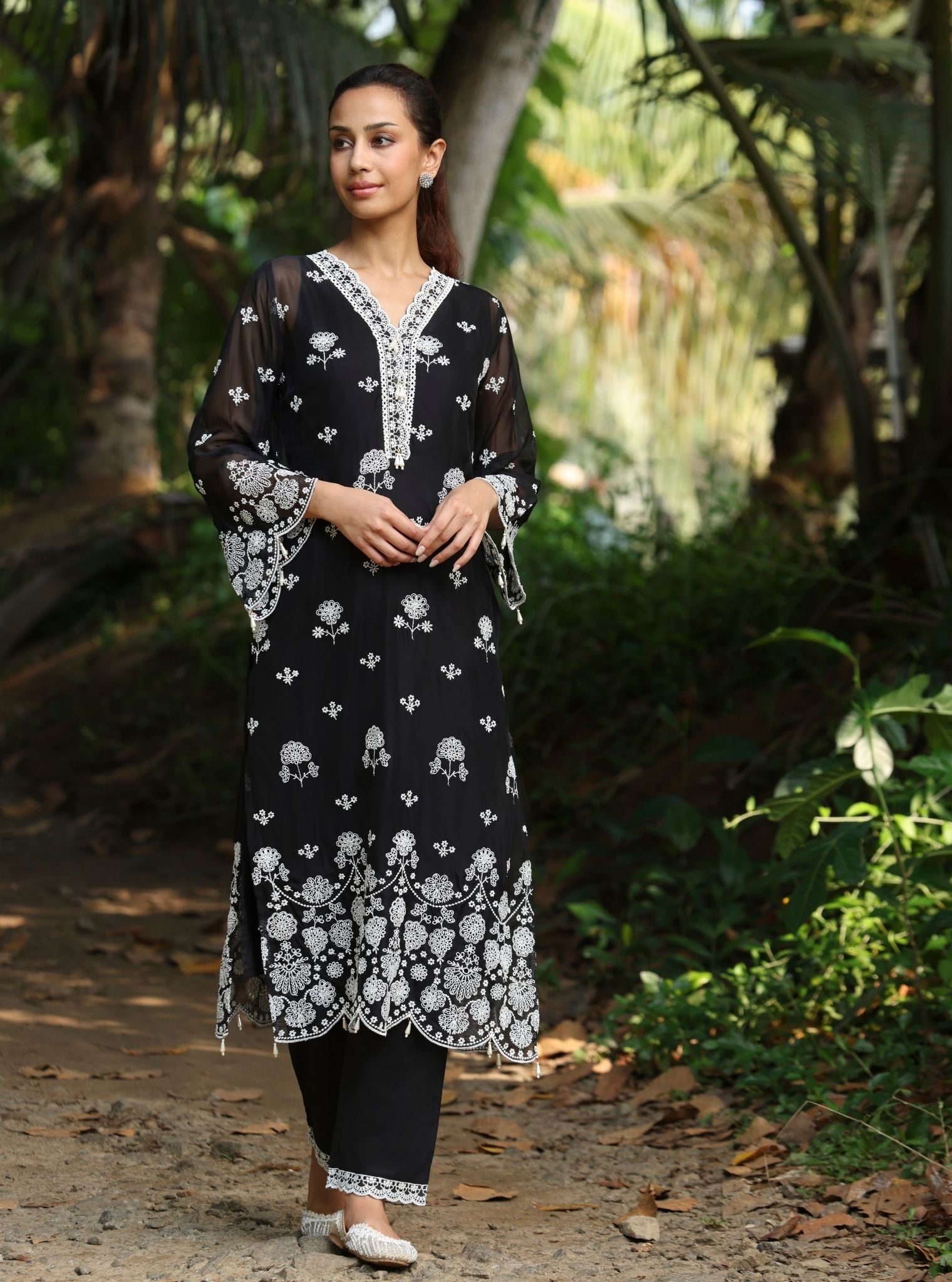 Kiyan Organza Black Kurta Set