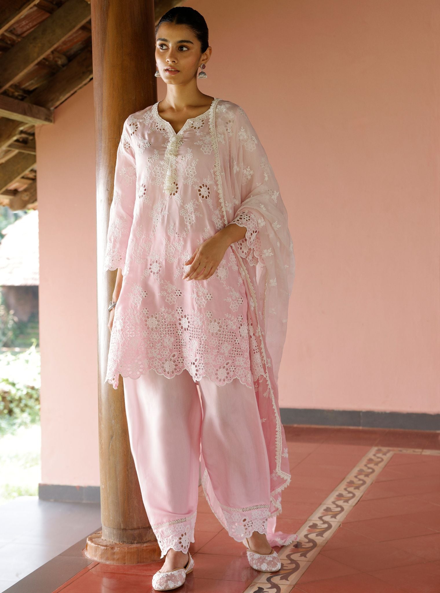 Jaithra Ombre Lawn Pink Kurta Set