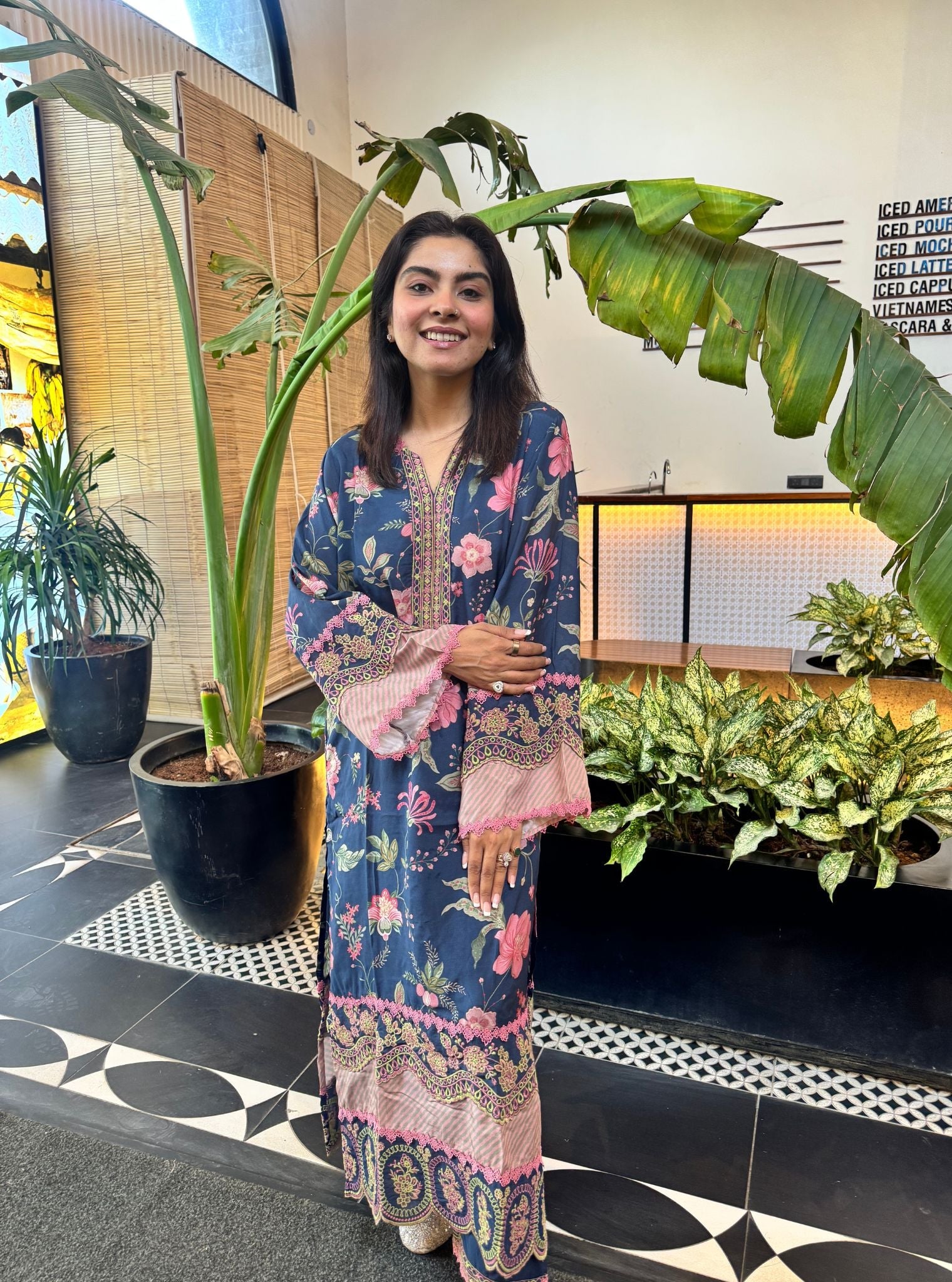 Rohi Lawn Printed Navy Kurta Set