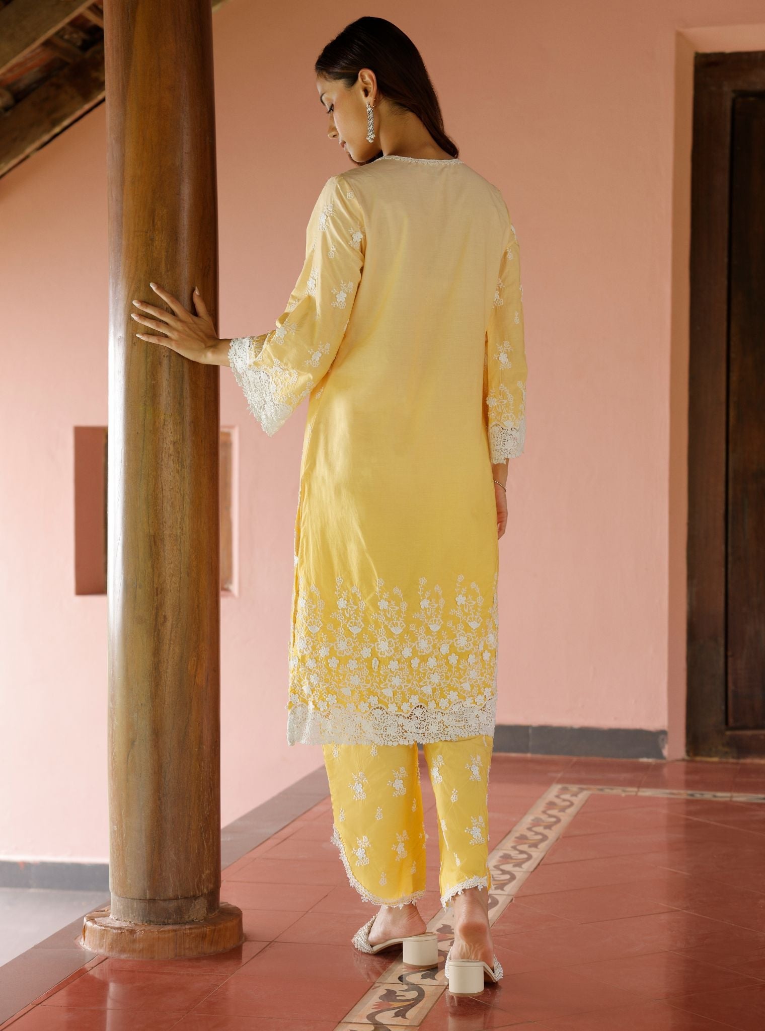 Zehen Ombre Supima Cotton Yellow Kurta Set