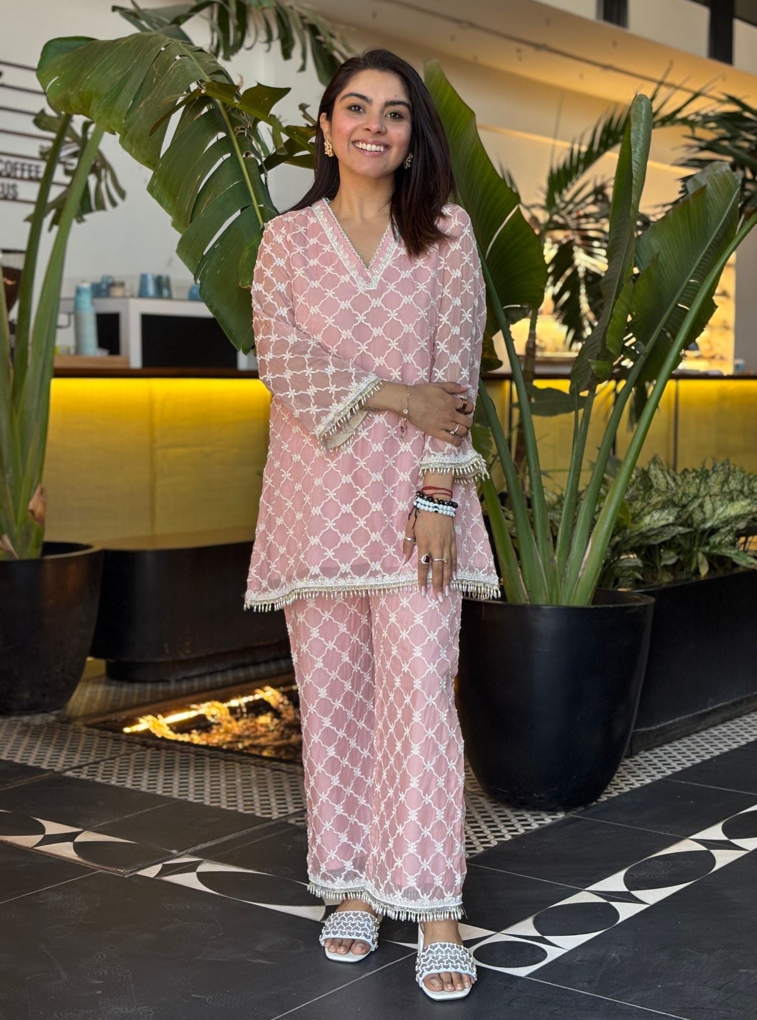 Adelina Organza Pink Co-ord Set