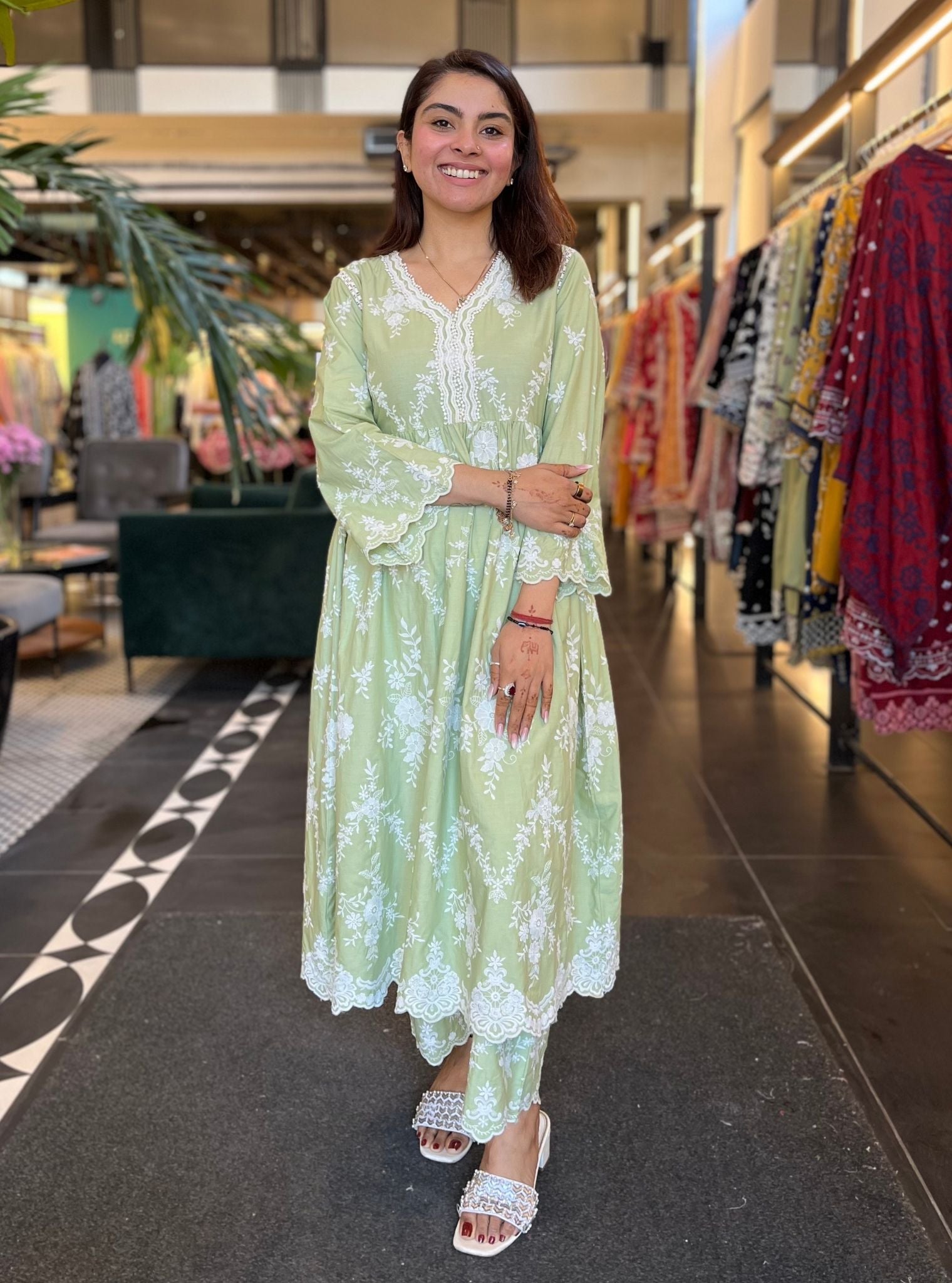Zambi Supima Cotton Green Kurta Set