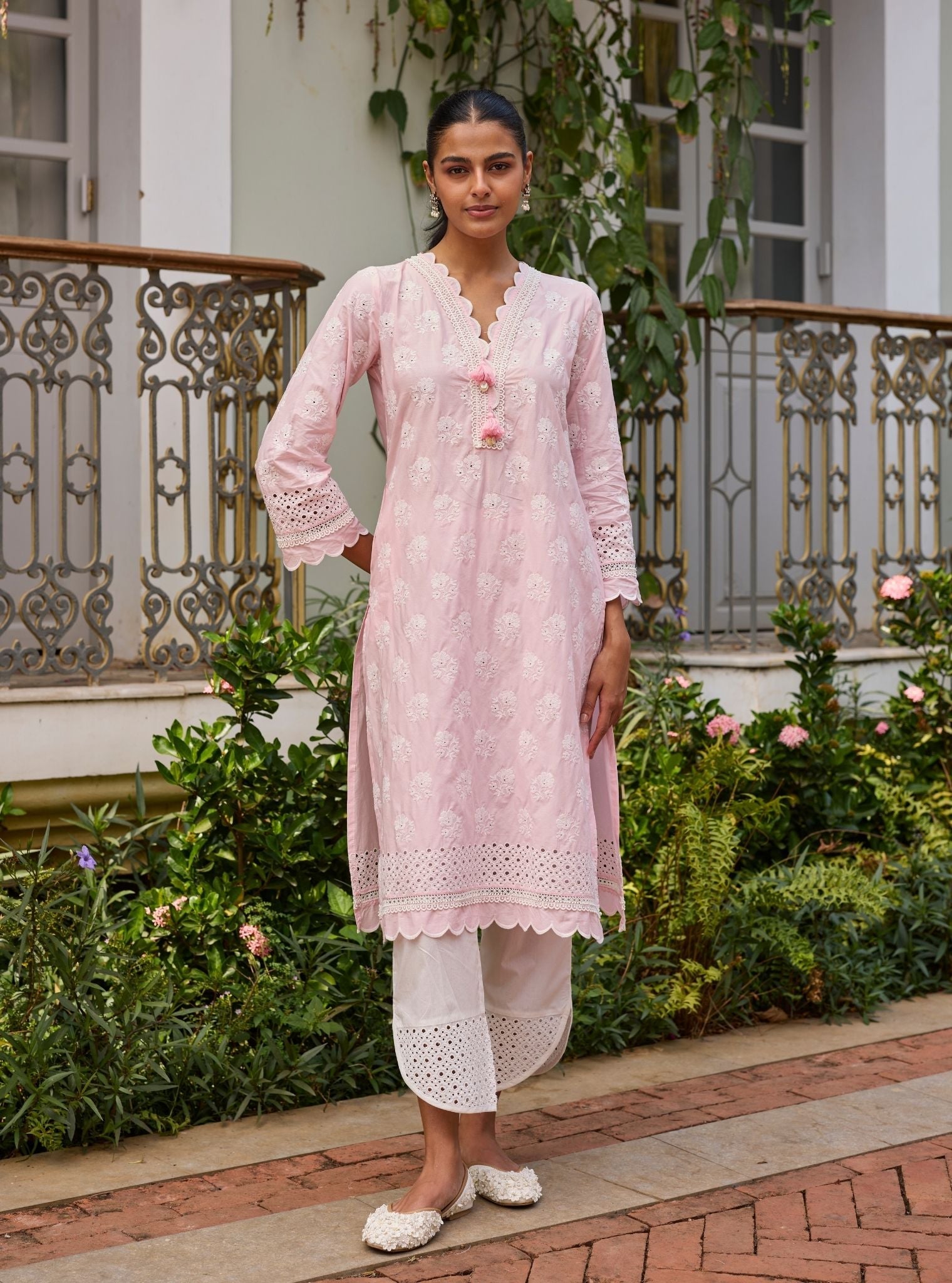 Taro Supima Cotton Pink Kurta Set