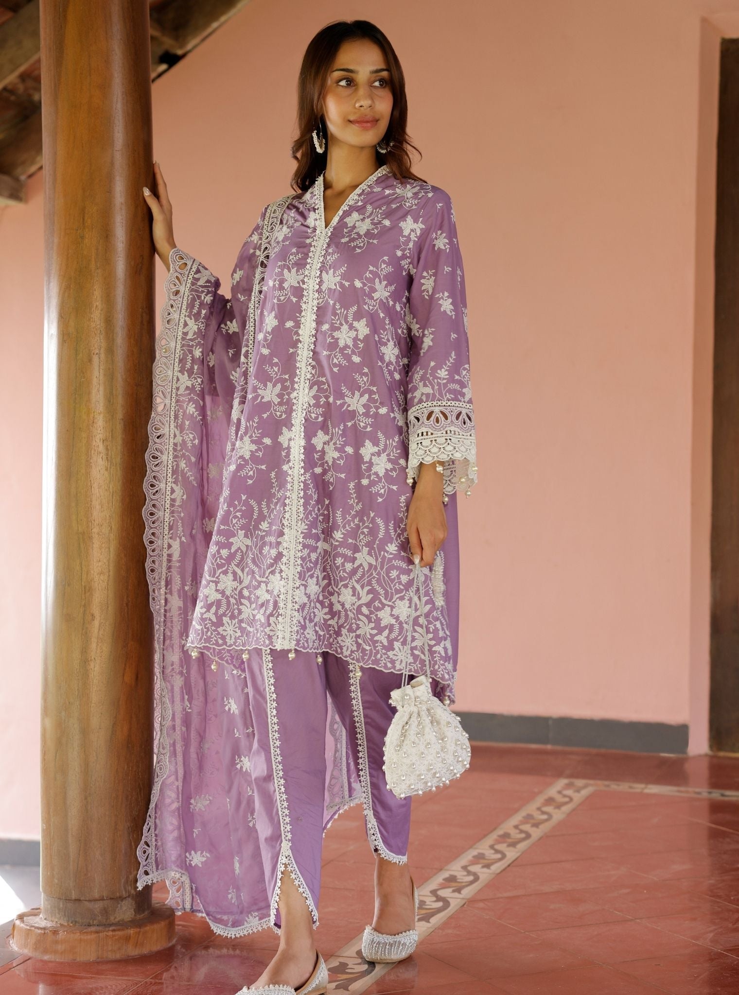 Aalaya Supima Cotton Violet Kurta Set