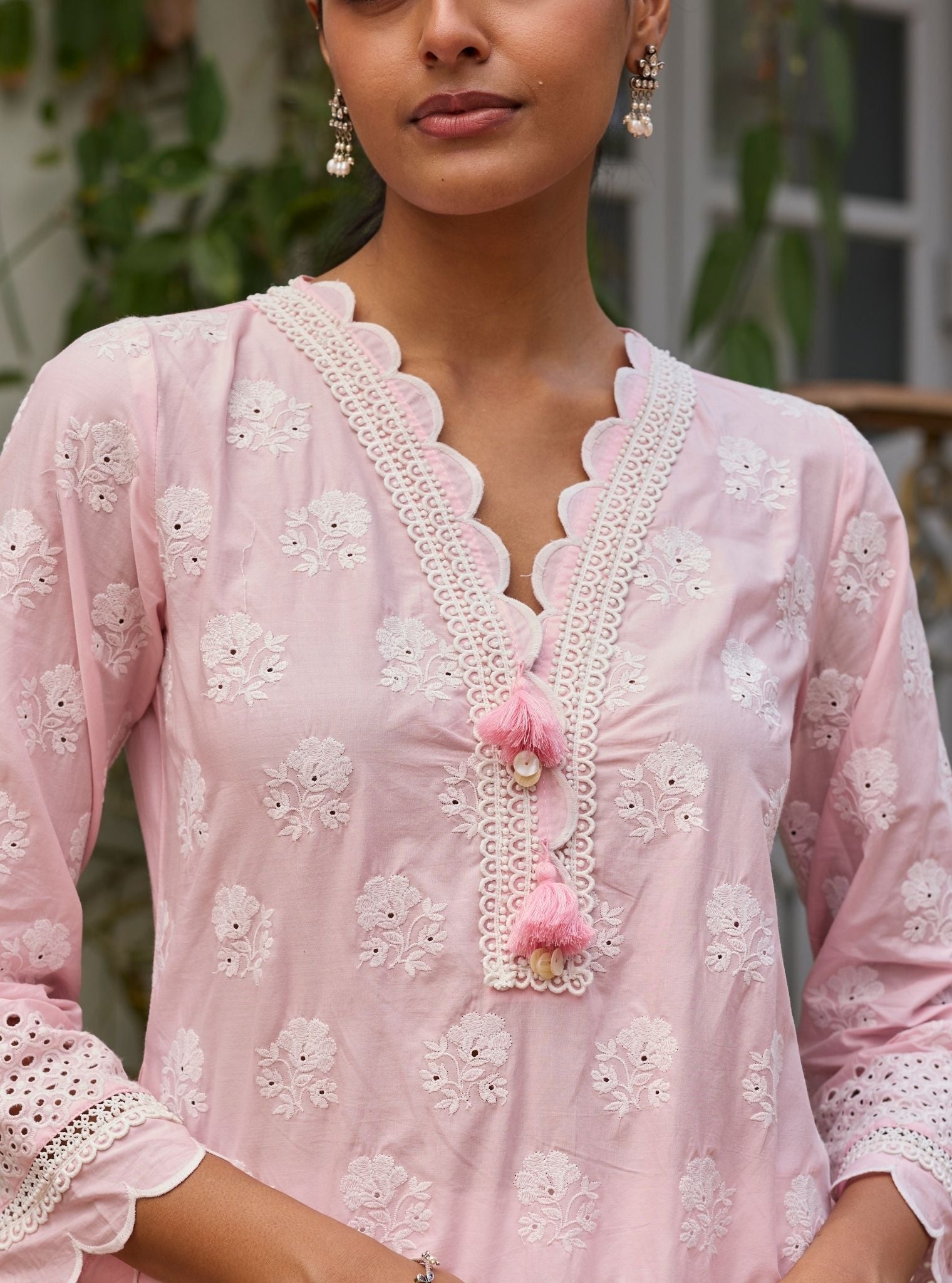 Taro Supima Cotton Pink Kurta Set