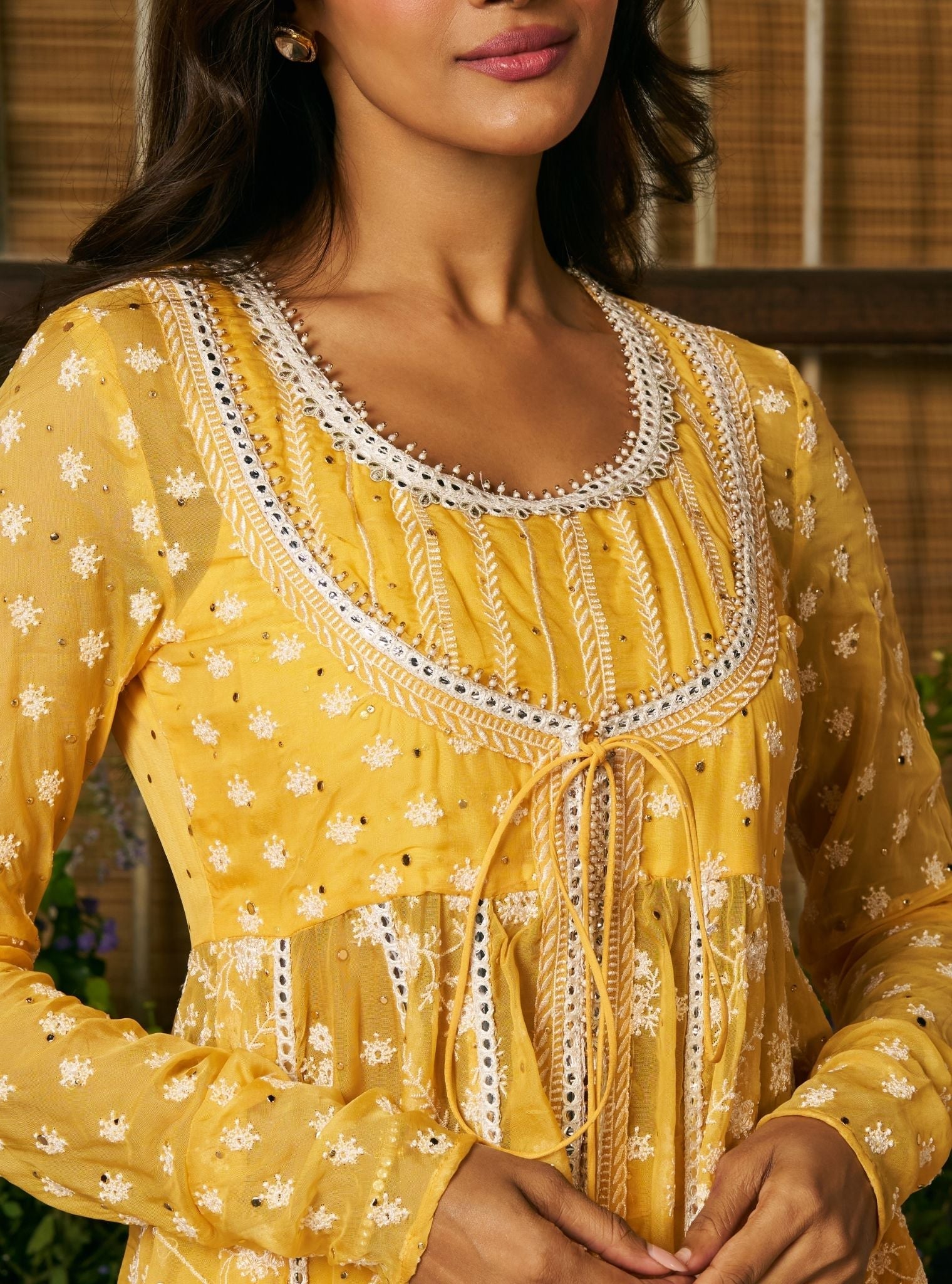 Afsana Organza Mustard Anarkali Set