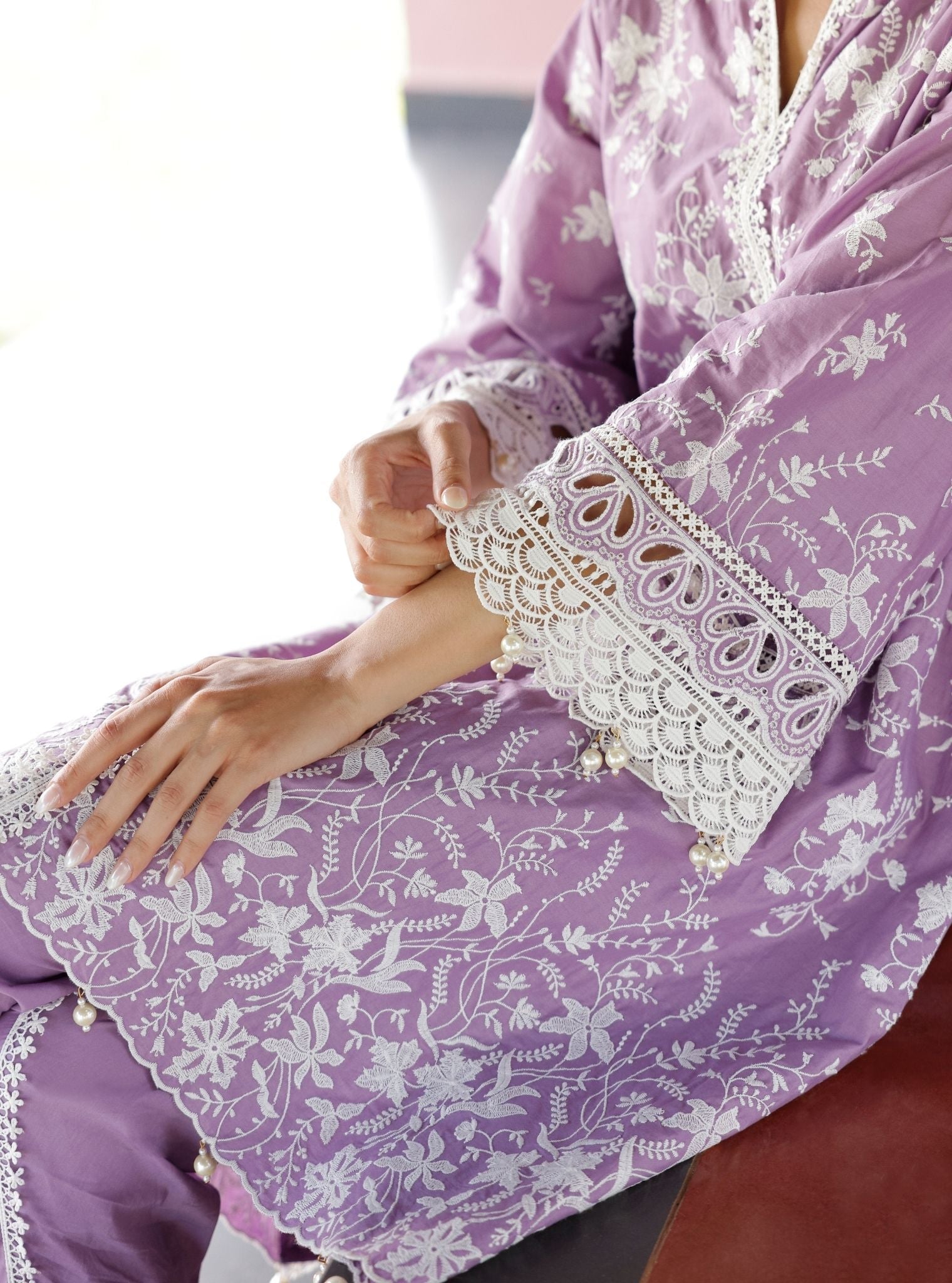 Aalaya Supima Cotton Violet Kurta Set