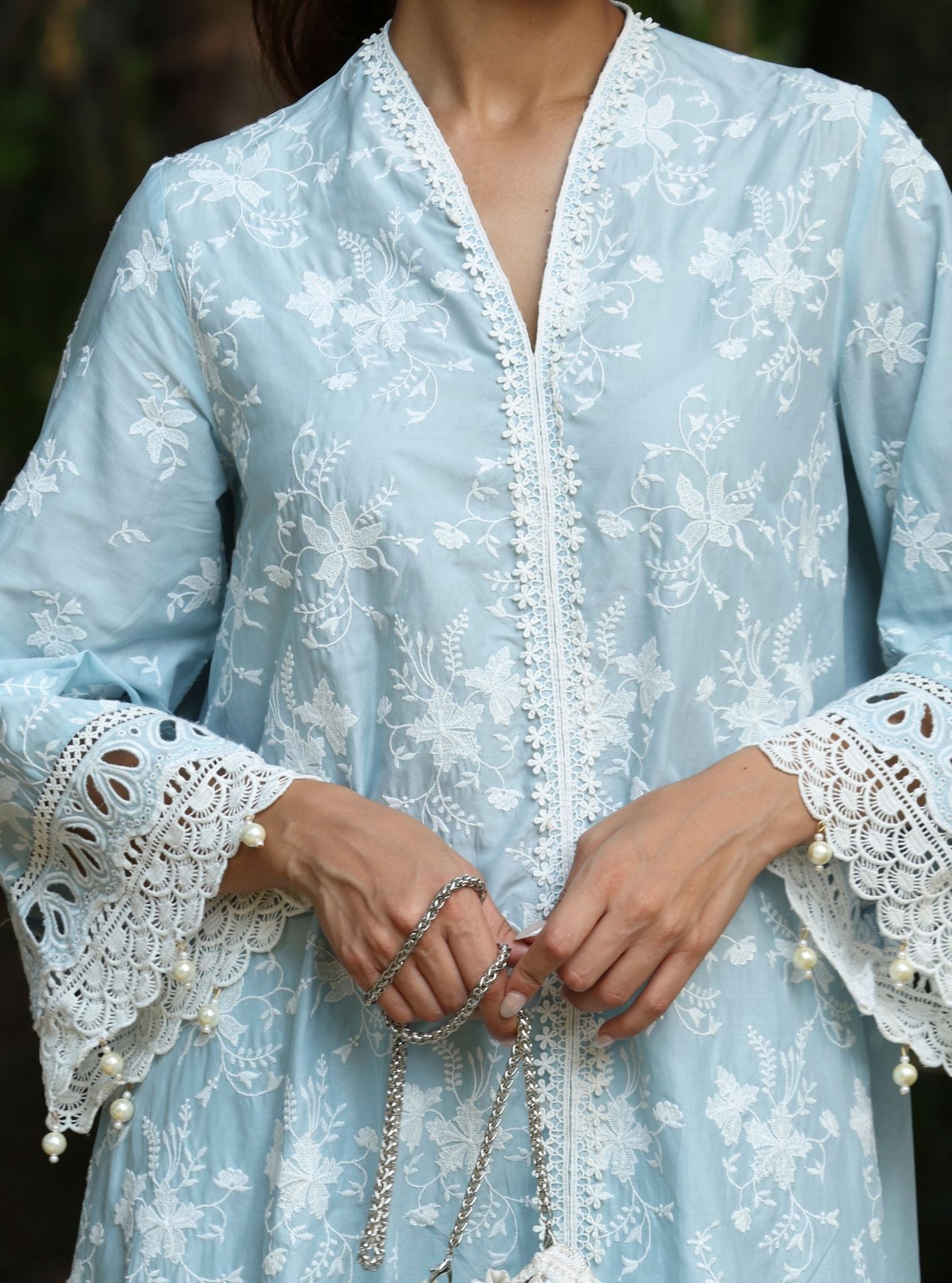 Aalaya Supima Cotton Blue Kurta Set