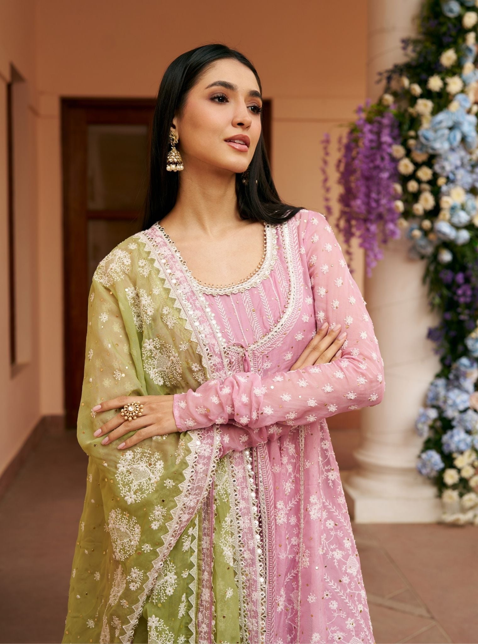 Afsana Organza Lilac Anarkali Set