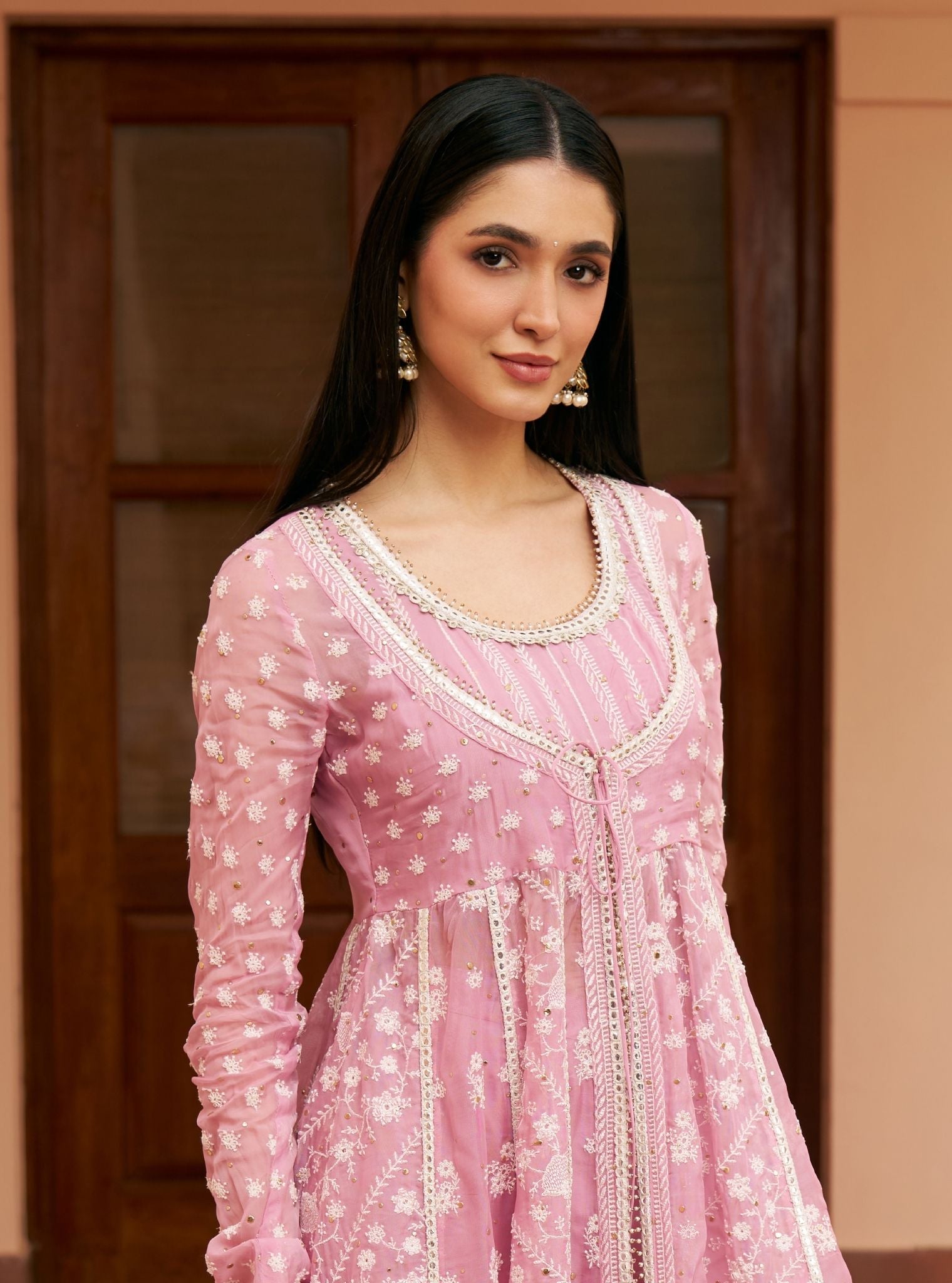 Afsana Organza Lilac Anarkali Set