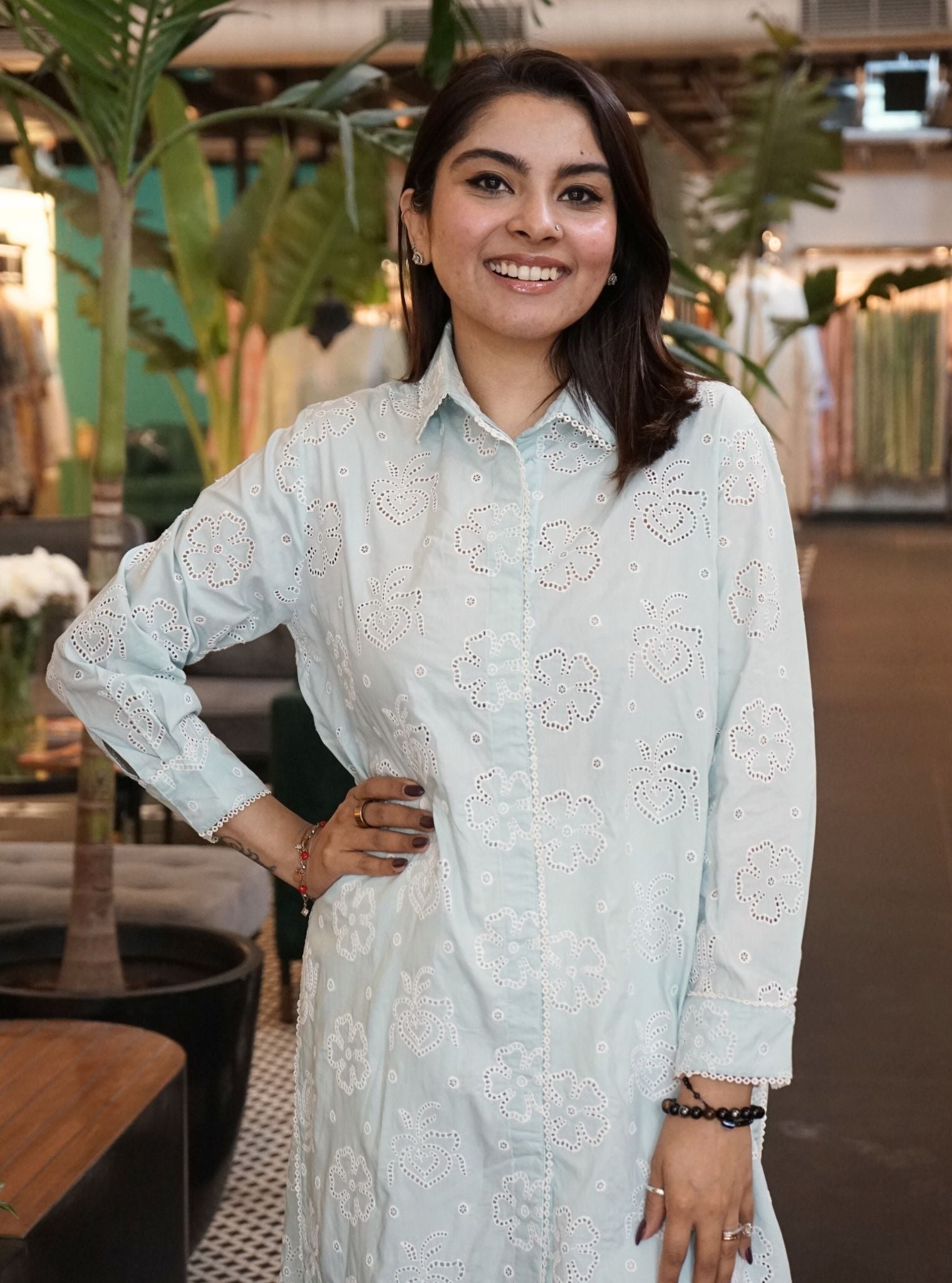 Casares Supima Cotton Light Blue Kurta Shirt Set