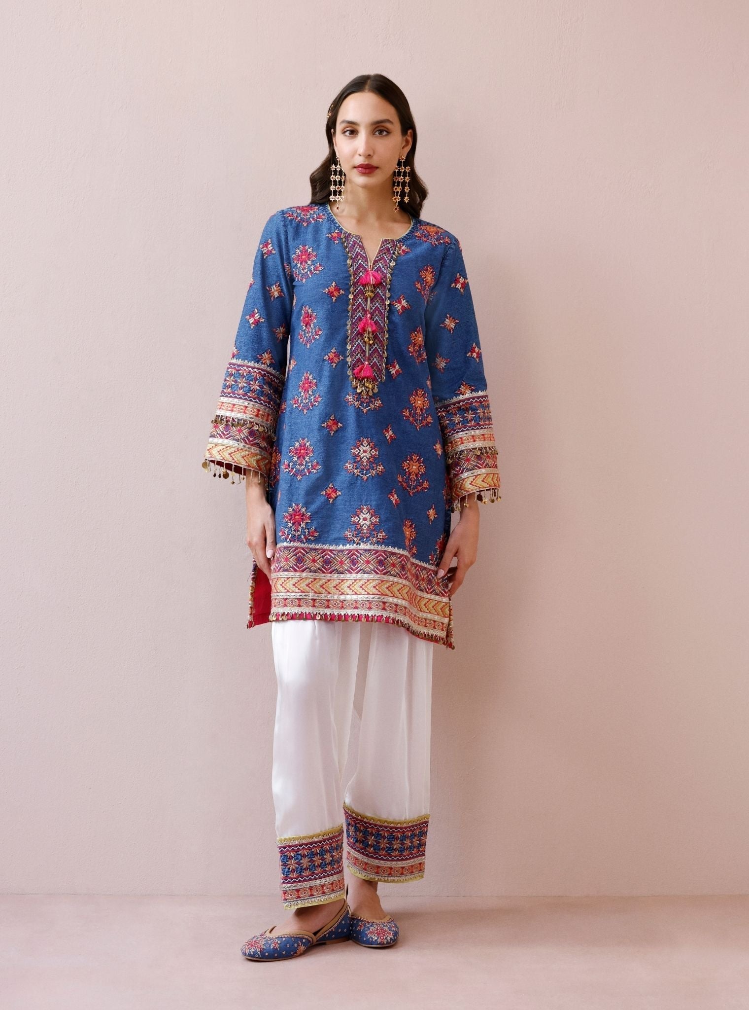 Ruvya Denim Kurta with Farshi Salwar