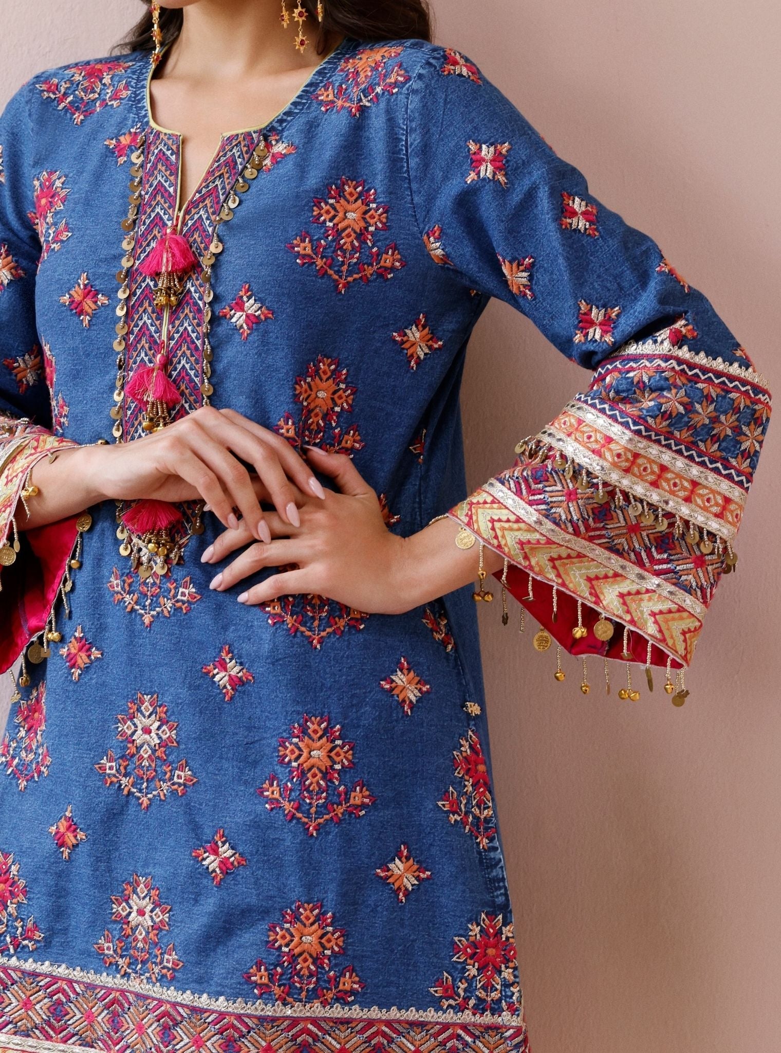 Ruvya Denim Kurta with Farshi Salwar