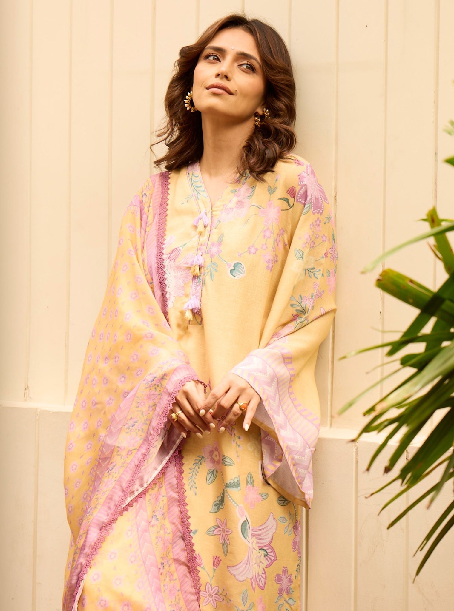 Pia Printed Linen Yellow Kurta Set