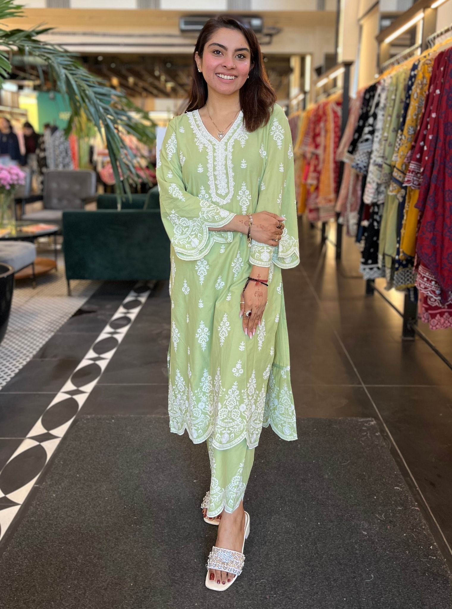 Isana Supima Cotton Green Kurta Set