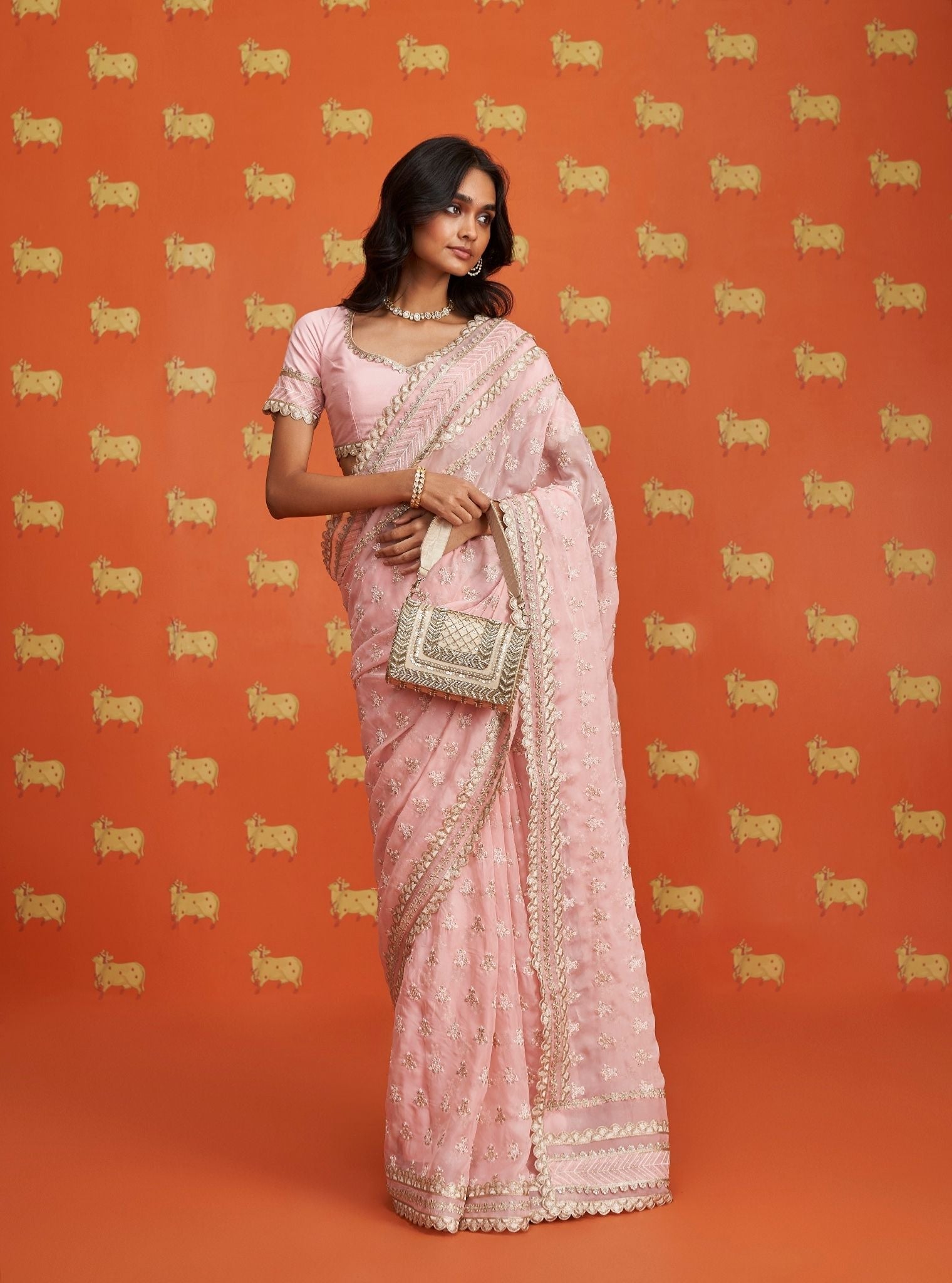 Miah Organza Pink Saree