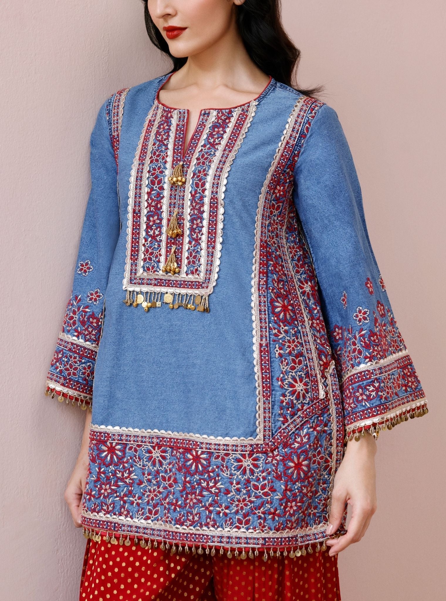 Saia Denim Kurta with Farshi Salwar