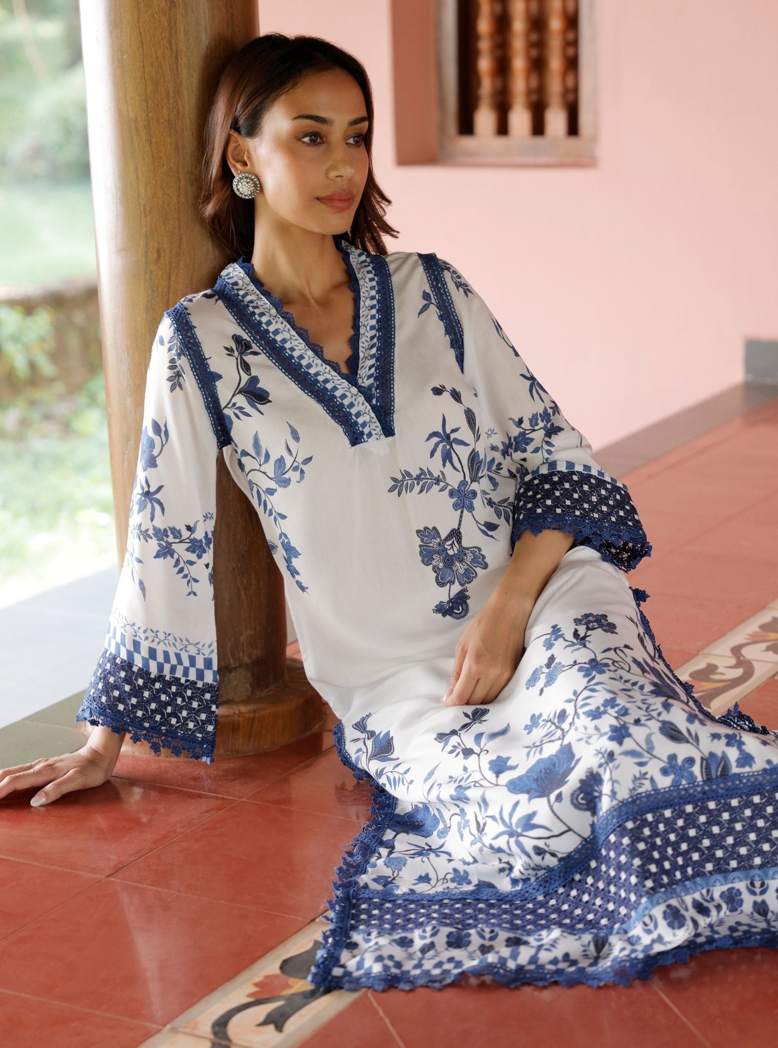 Diti Lawn Printed White Kurta Set