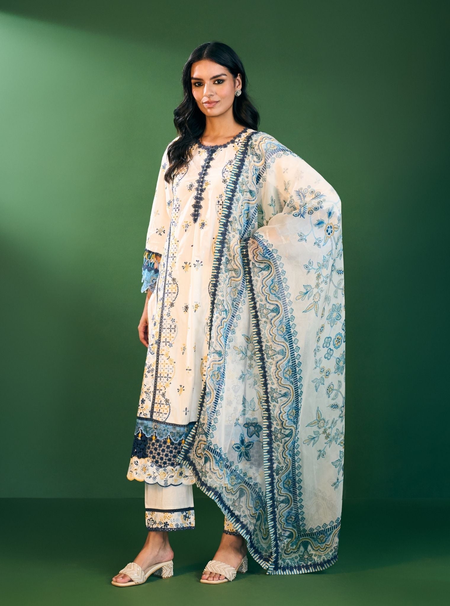 Risa Supima Cotton Off White Kurta Set