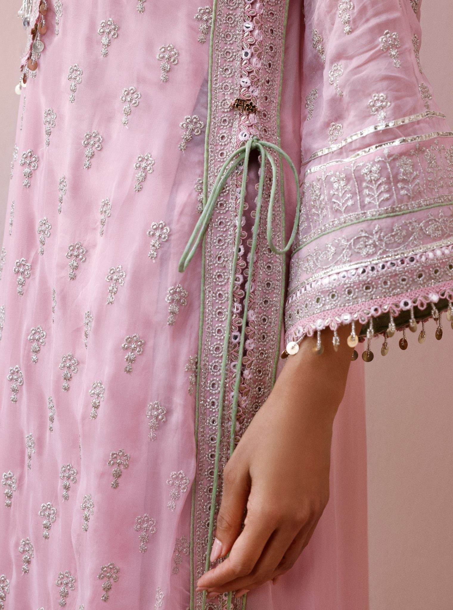 Mevi Organza Pink Long Kurta Set